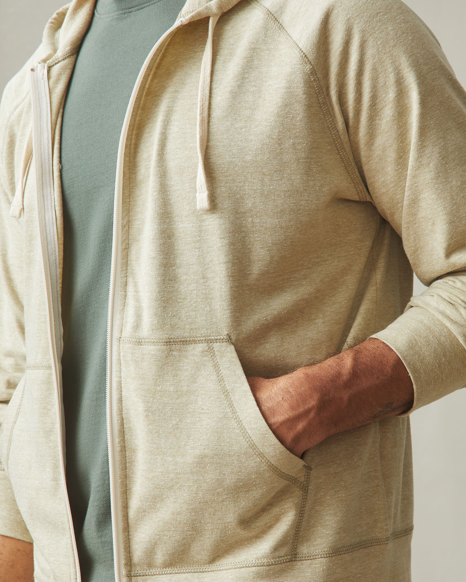 Men's Lightweight Full Zip - Buckwheat Heather - Image 3