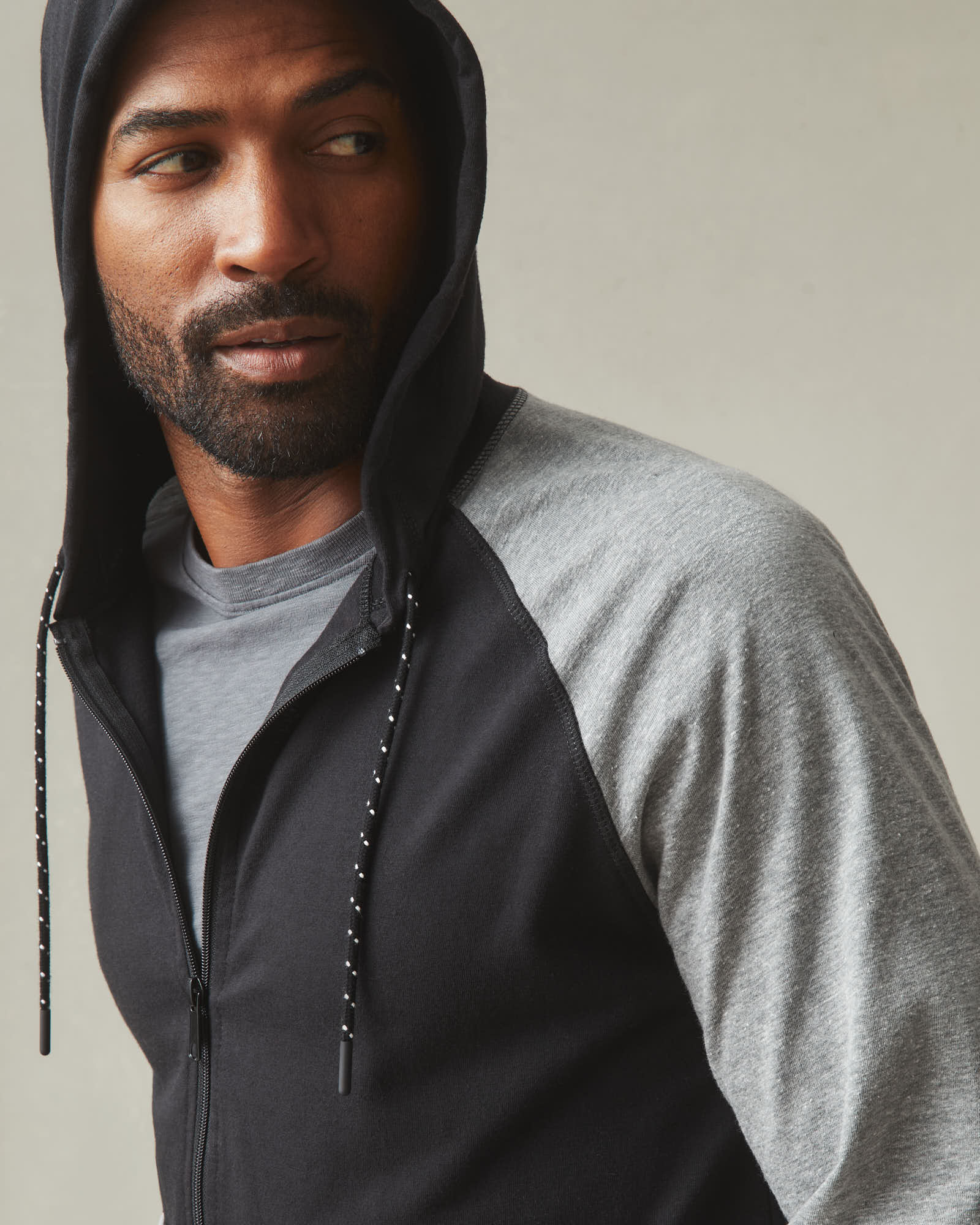 Men's Colorblock Lightweight Full Zip - Dark Charcoal Black Solid Heather - Image 5