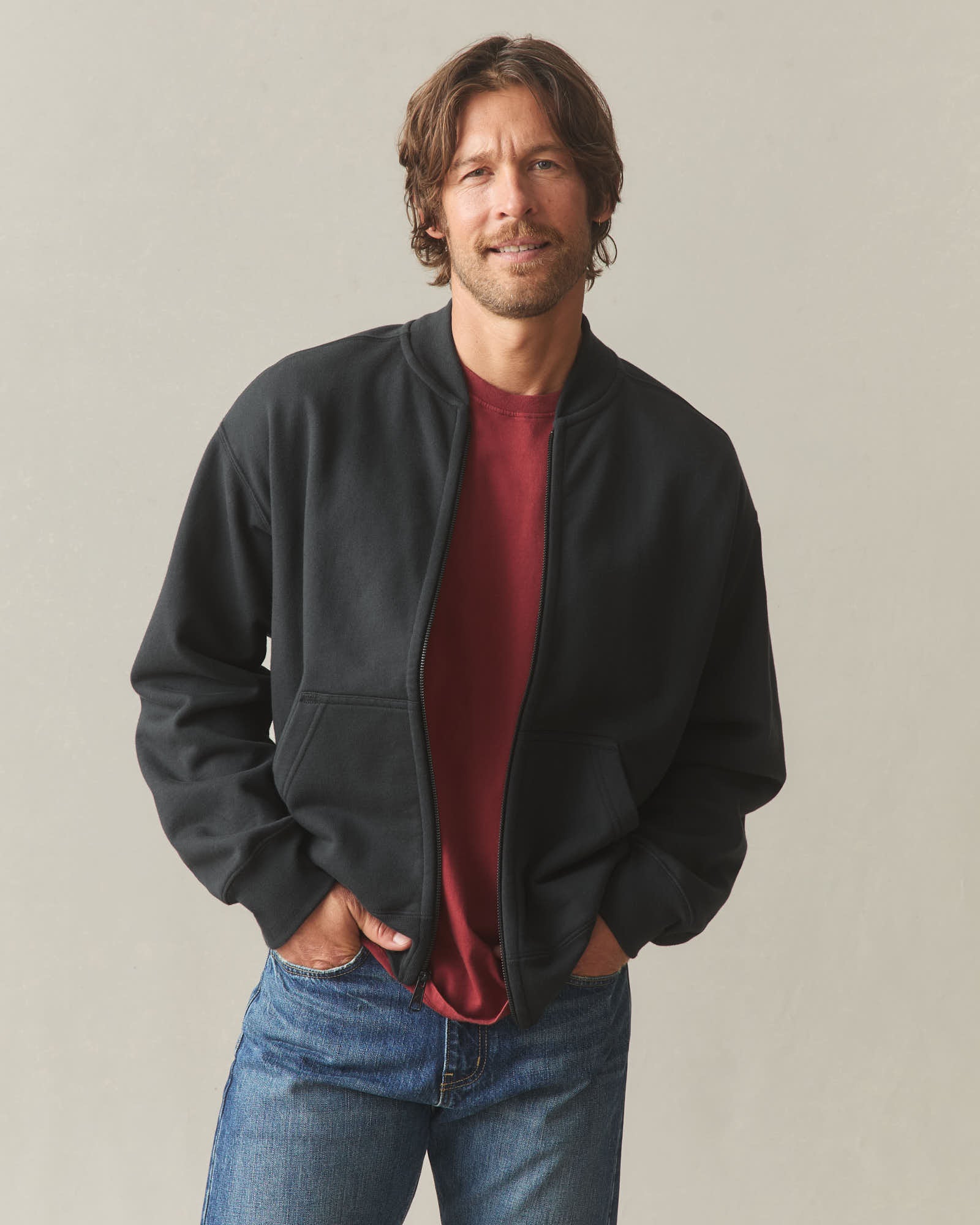 Men's Lined Bomber Jacket - Black - Image 2