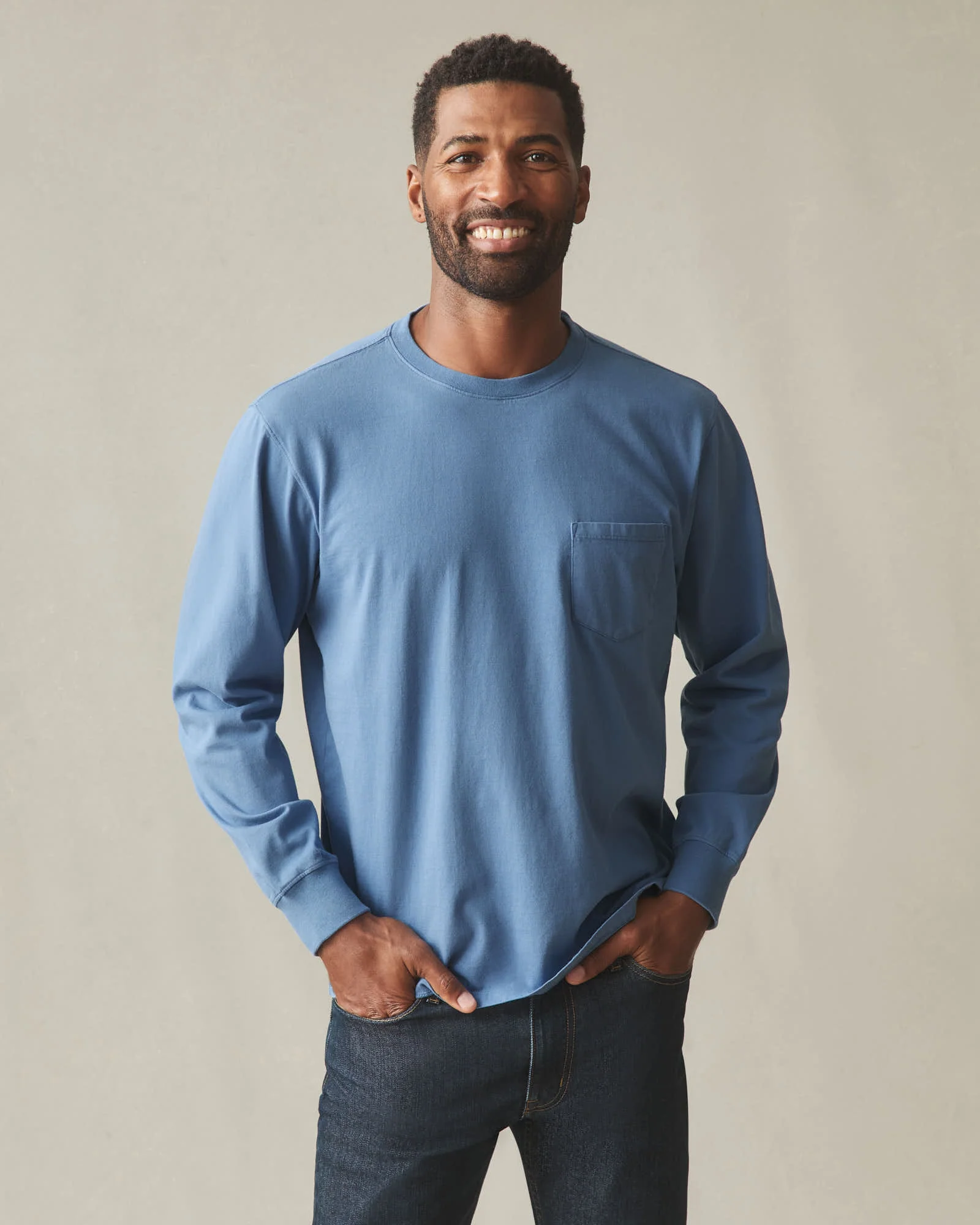 Men's Long Sleeve Pocket Tee - Quiet Harbor - Image 2