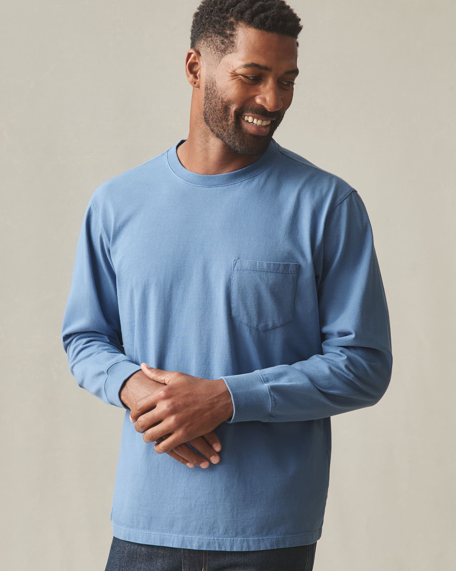 Men's Long Sleeve Pocket Tee - Quiet Harbor - Image 3
