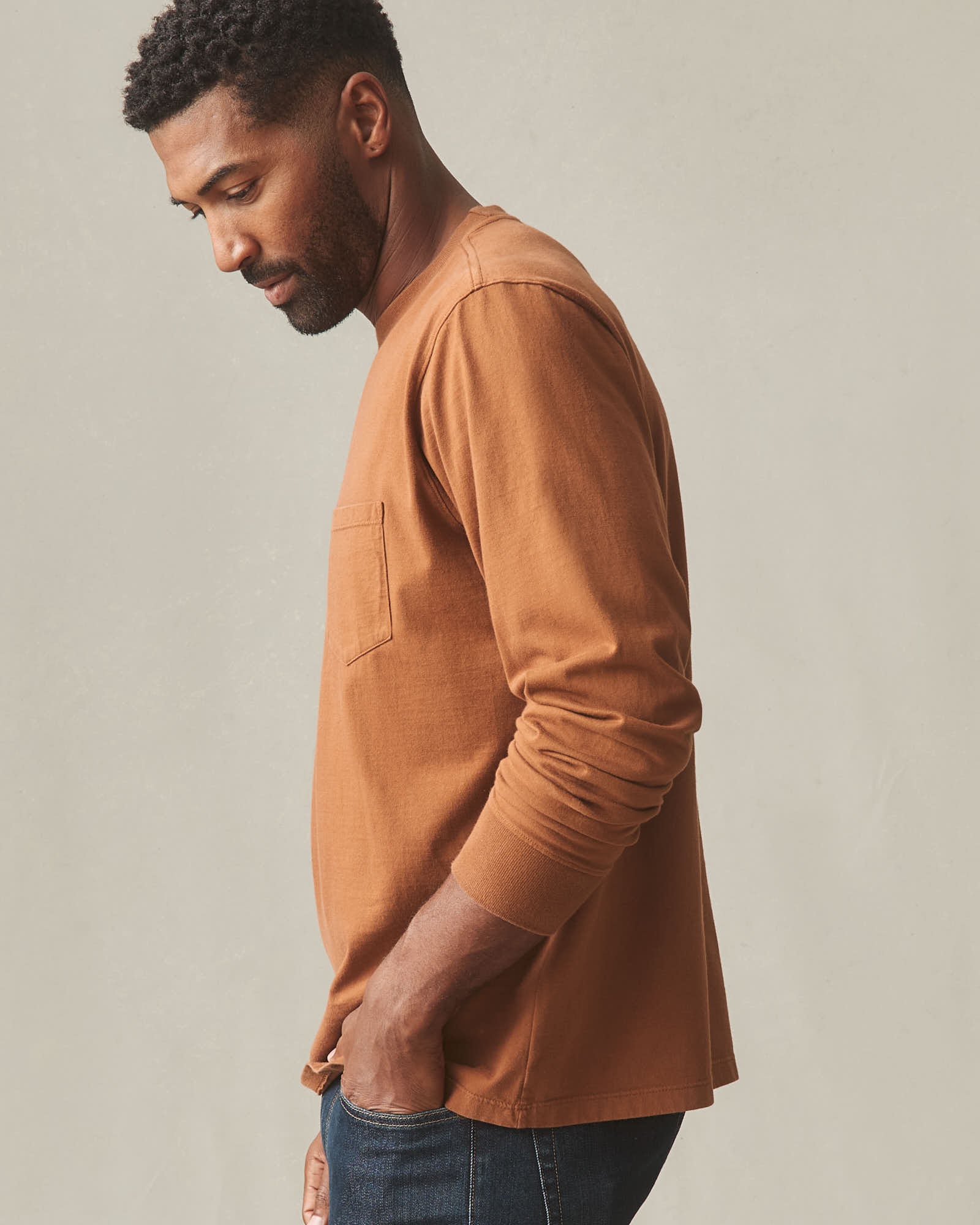 Men's Long Sleeve Pocket Tee - Tortoise Shell - Image 3