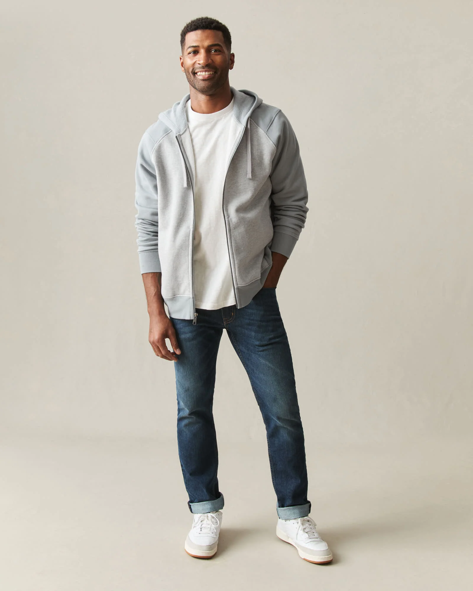 Men's Raglan Colorblock Midweight Full Zip - Athletic Heather Monument - Image 8