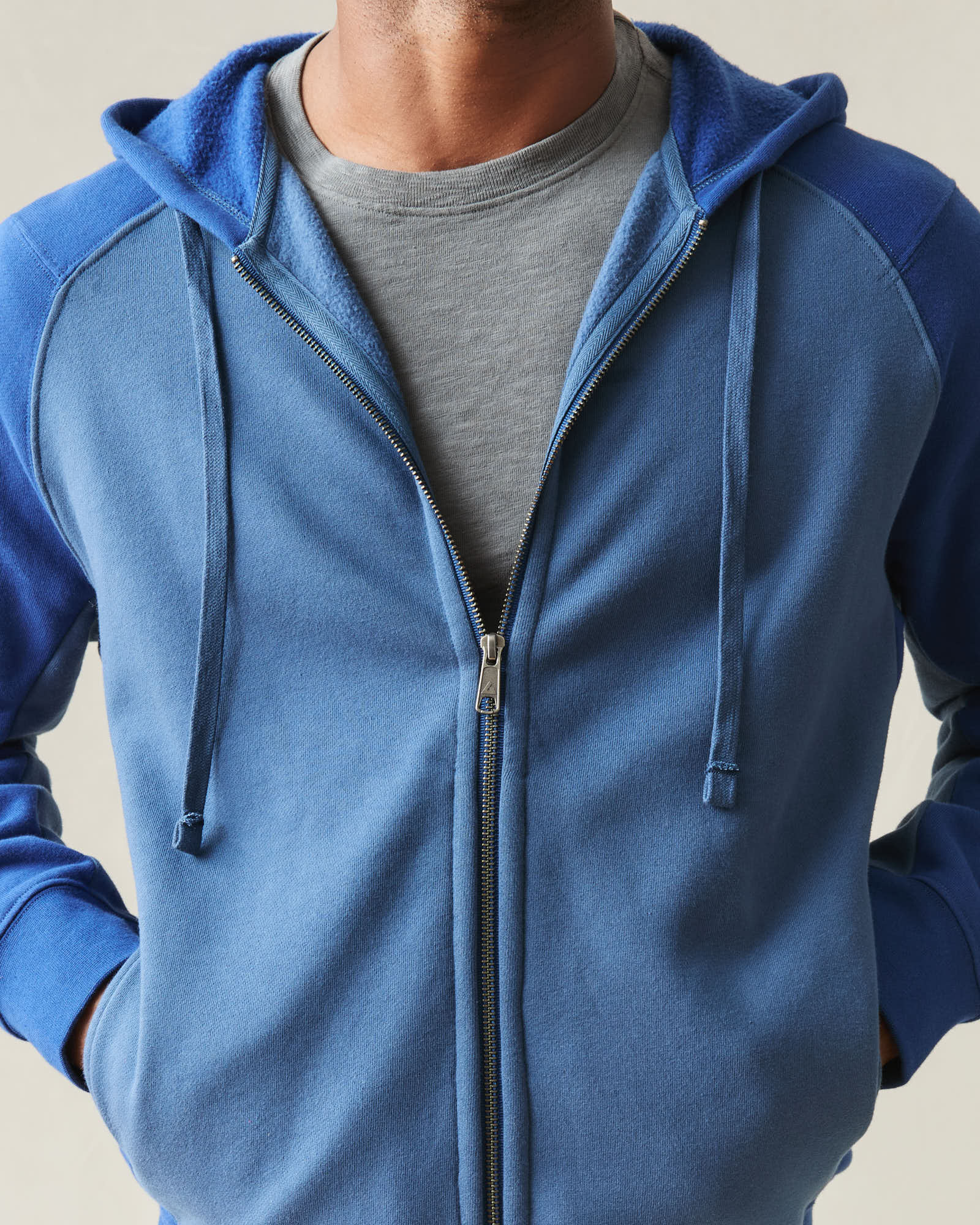 Men's Raglan Colorblock Midweight Full Zip - Dark Denim Estate Blue - Image 5