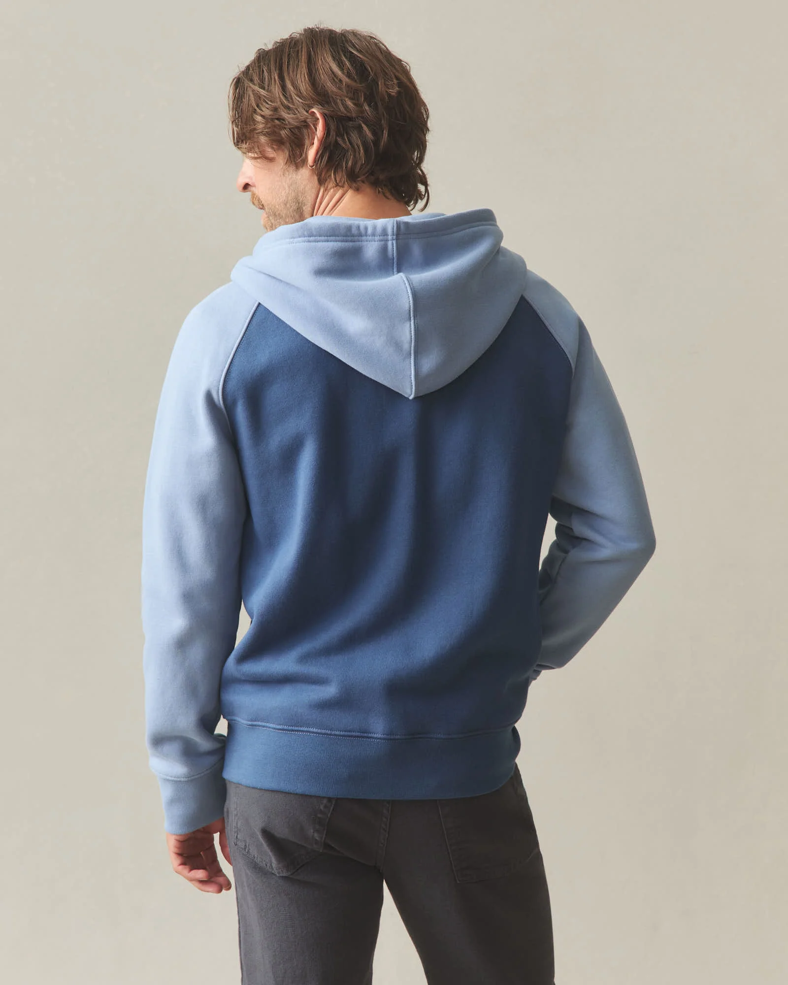 Men's Raglan Colorblock Midweight Full Zip  - Dark Denim Infinity - Image 4