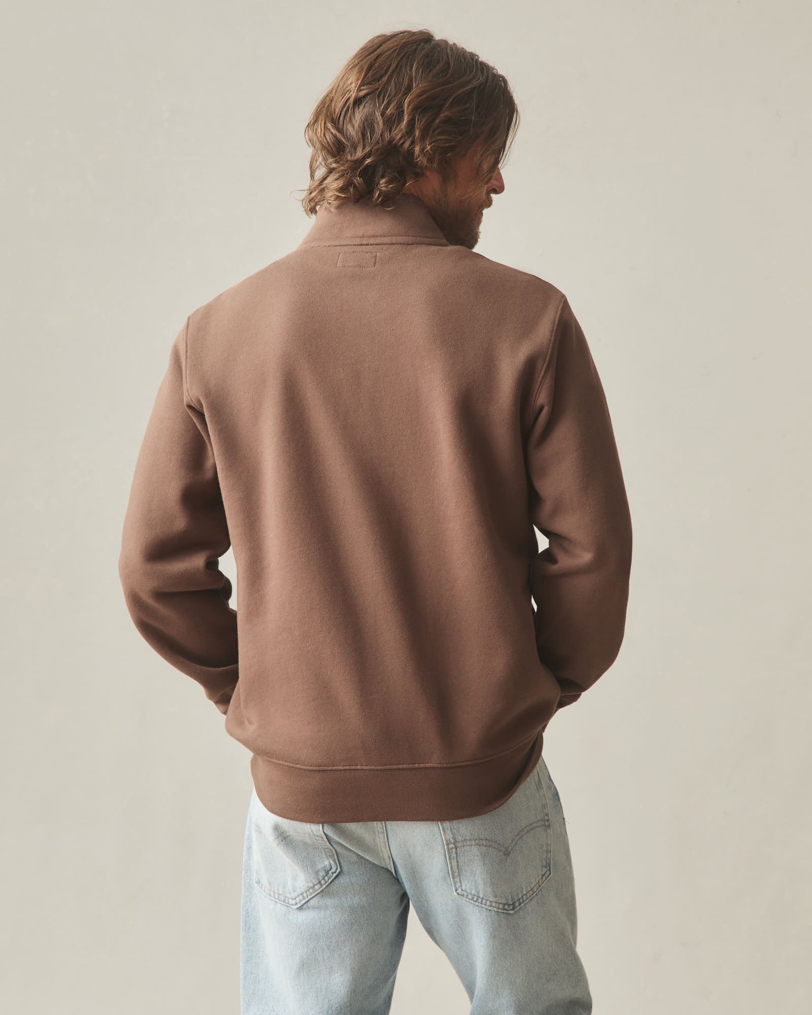 Men's Midweight Half Zip - Chestnut - Image 4