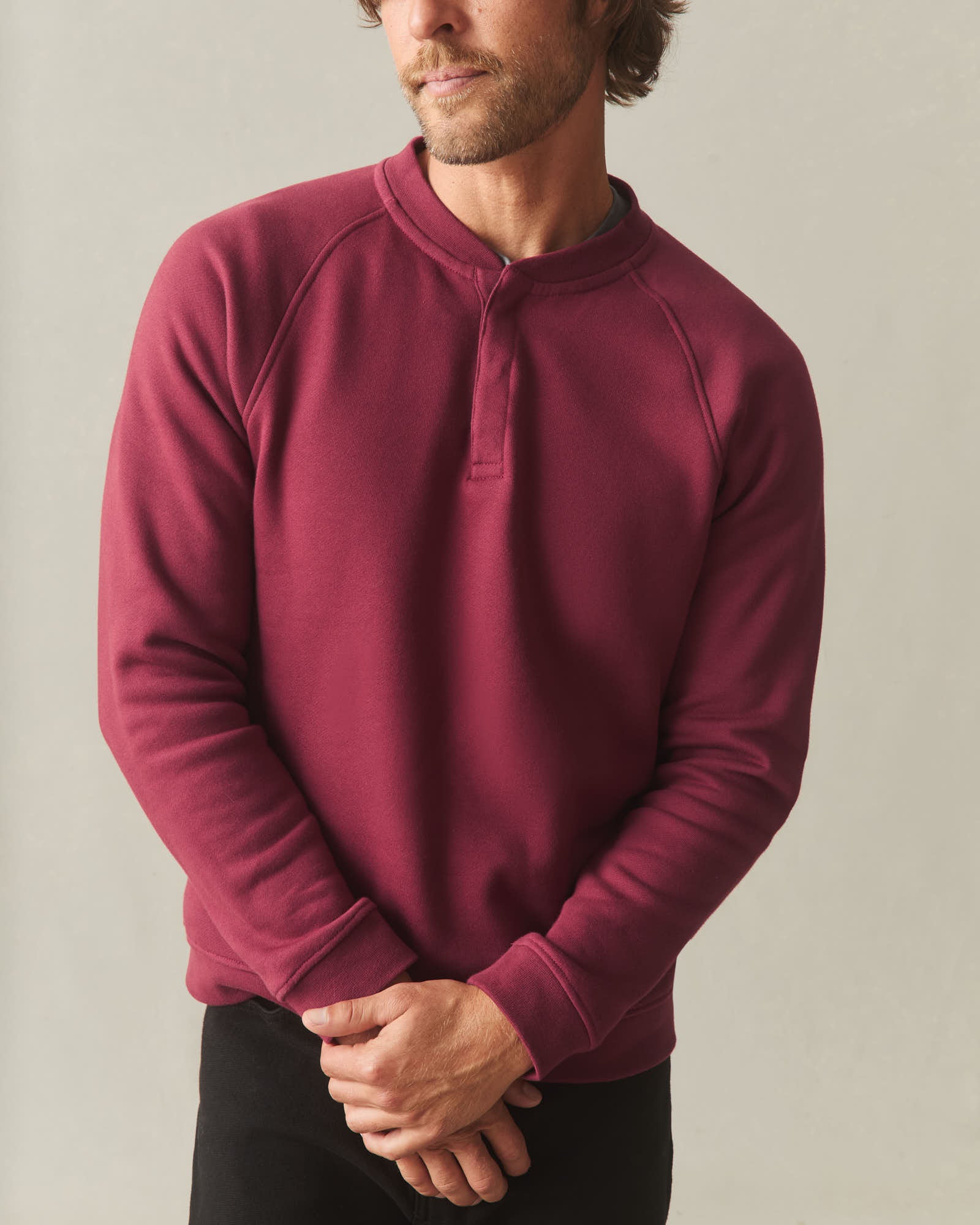 Men's Midweight Snap Henley - Pomegranate - Image 5