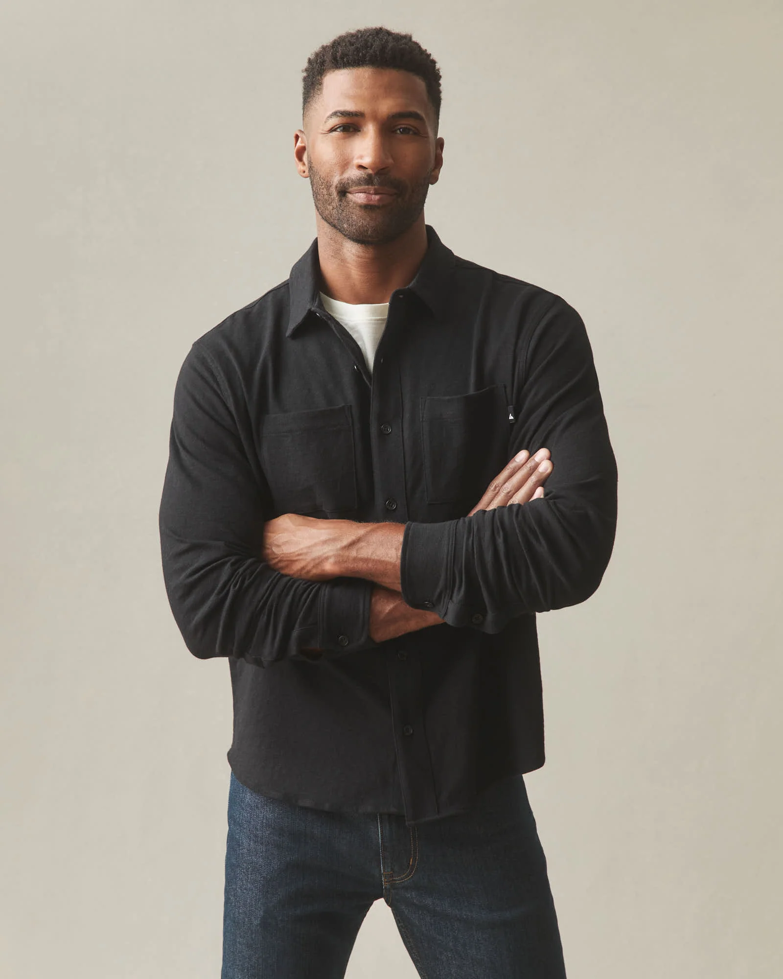 Men's Premium Slub Button Up Long Sleeve - Black - Image 2