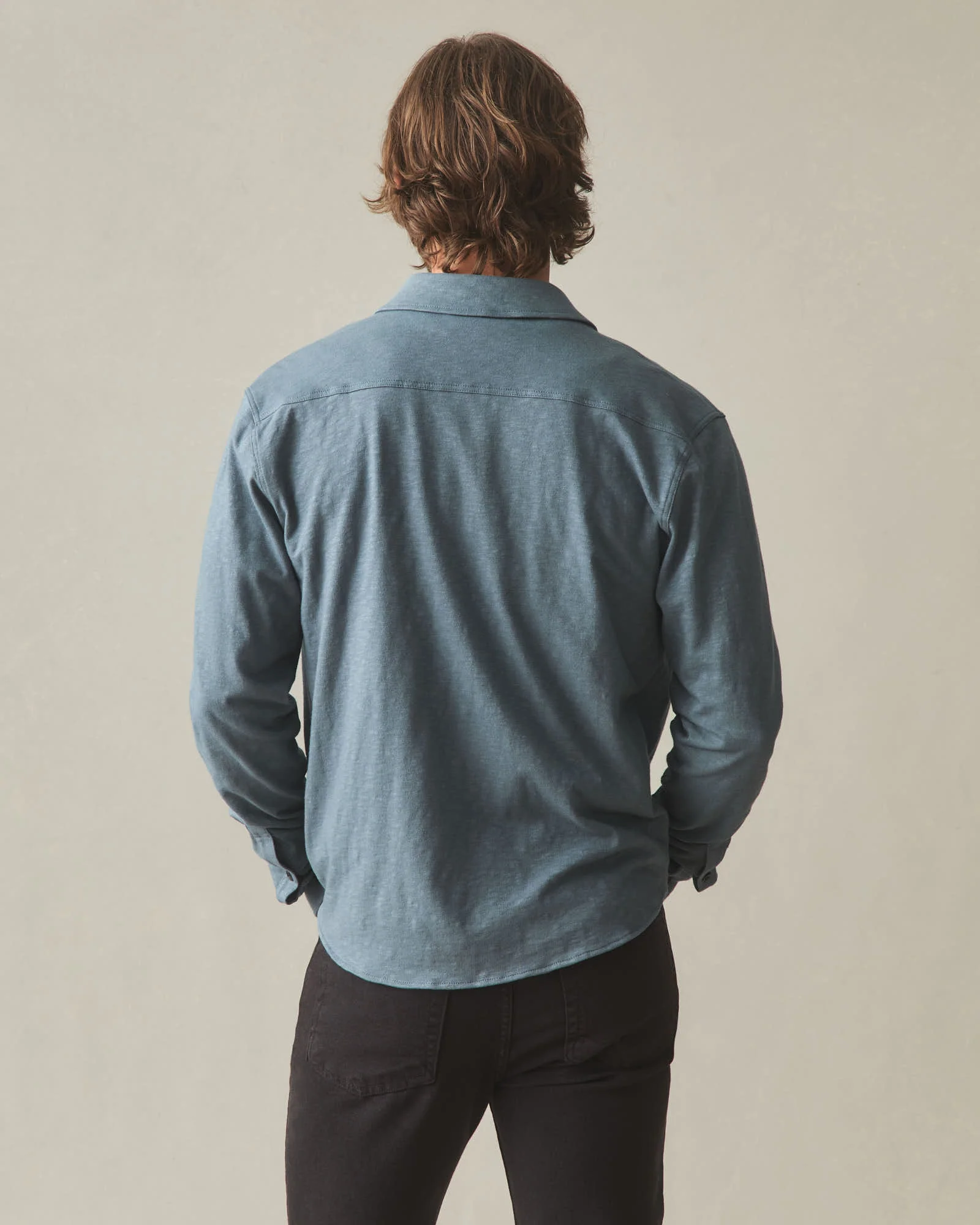 Men's Premium Slub Button Up Long Sleeve - Stormy Weather - Image 3