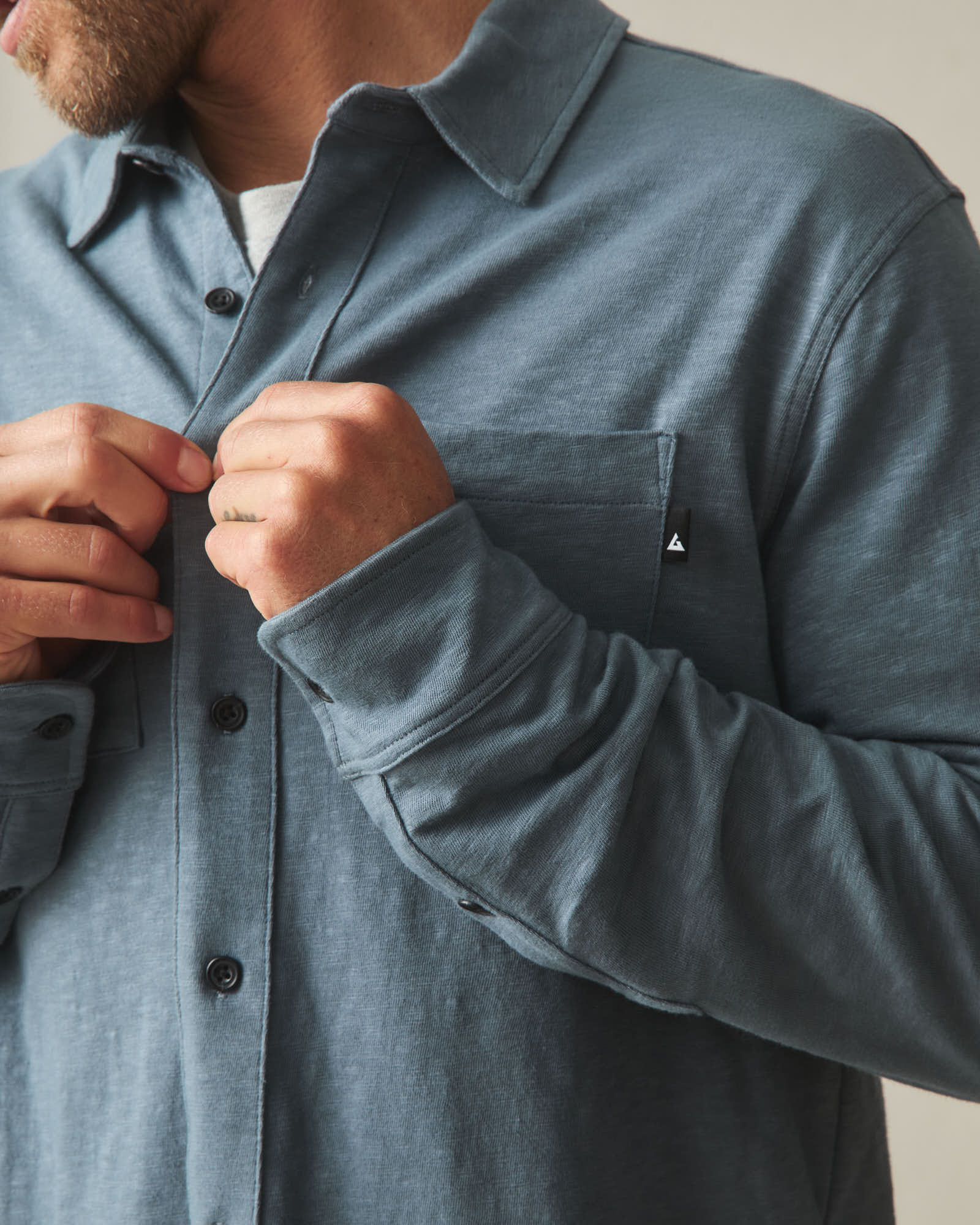Men's Premium Slub Button Up Long Sleeve - Stormy Weather - Image 6