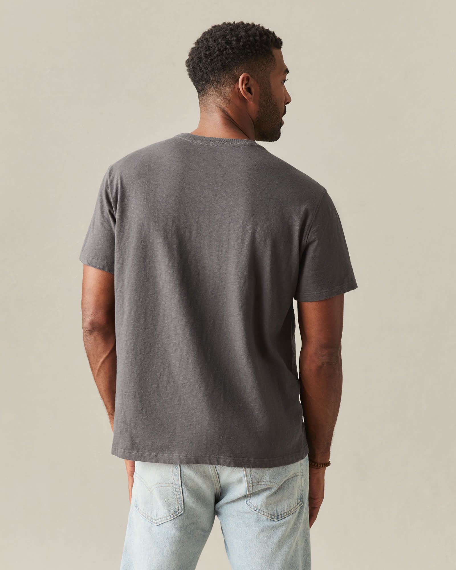 Men's Premium Slub Crew Tee - Grey Pinstripe - Image 3