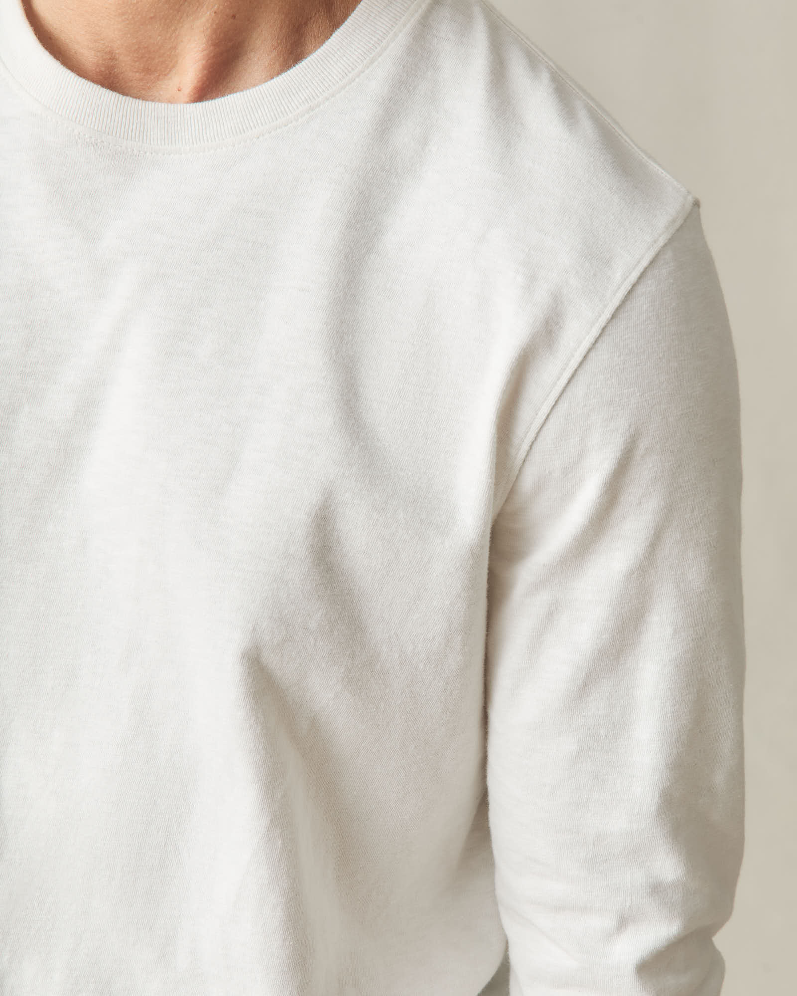 Men's Premium Slub Long Sleeve Crew Tee  - Bone - Image 4