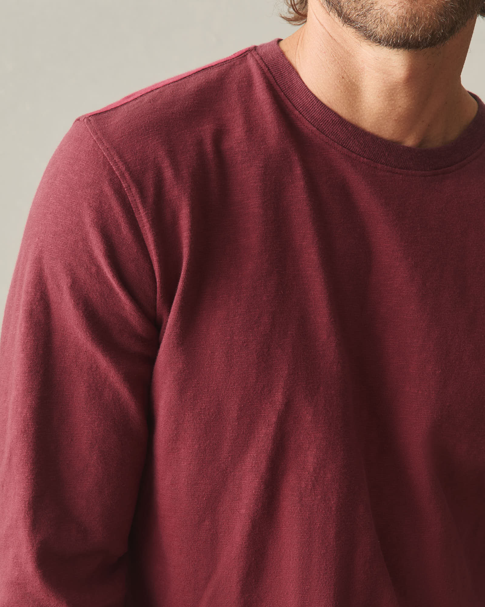 Men's Premium Slub Crew Tee Long Sleeve - Bonfire Red - Image 4