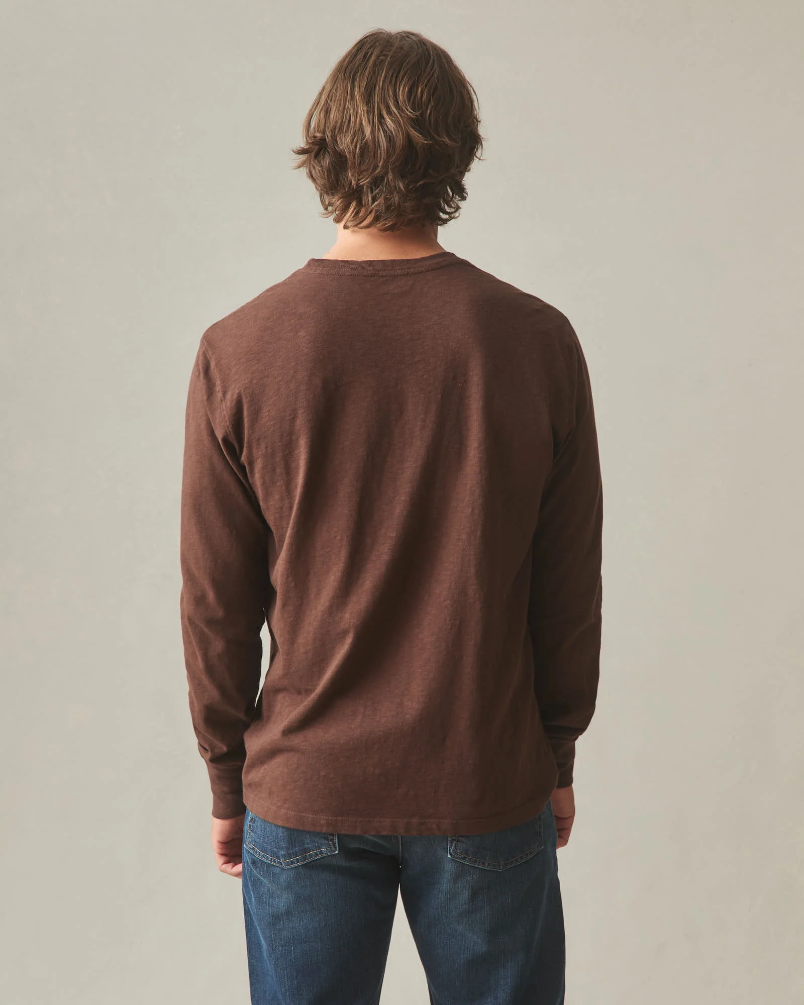 Men's Premium Slub Crew Tee Long Sleeve - Chicory Coffee - Image 4