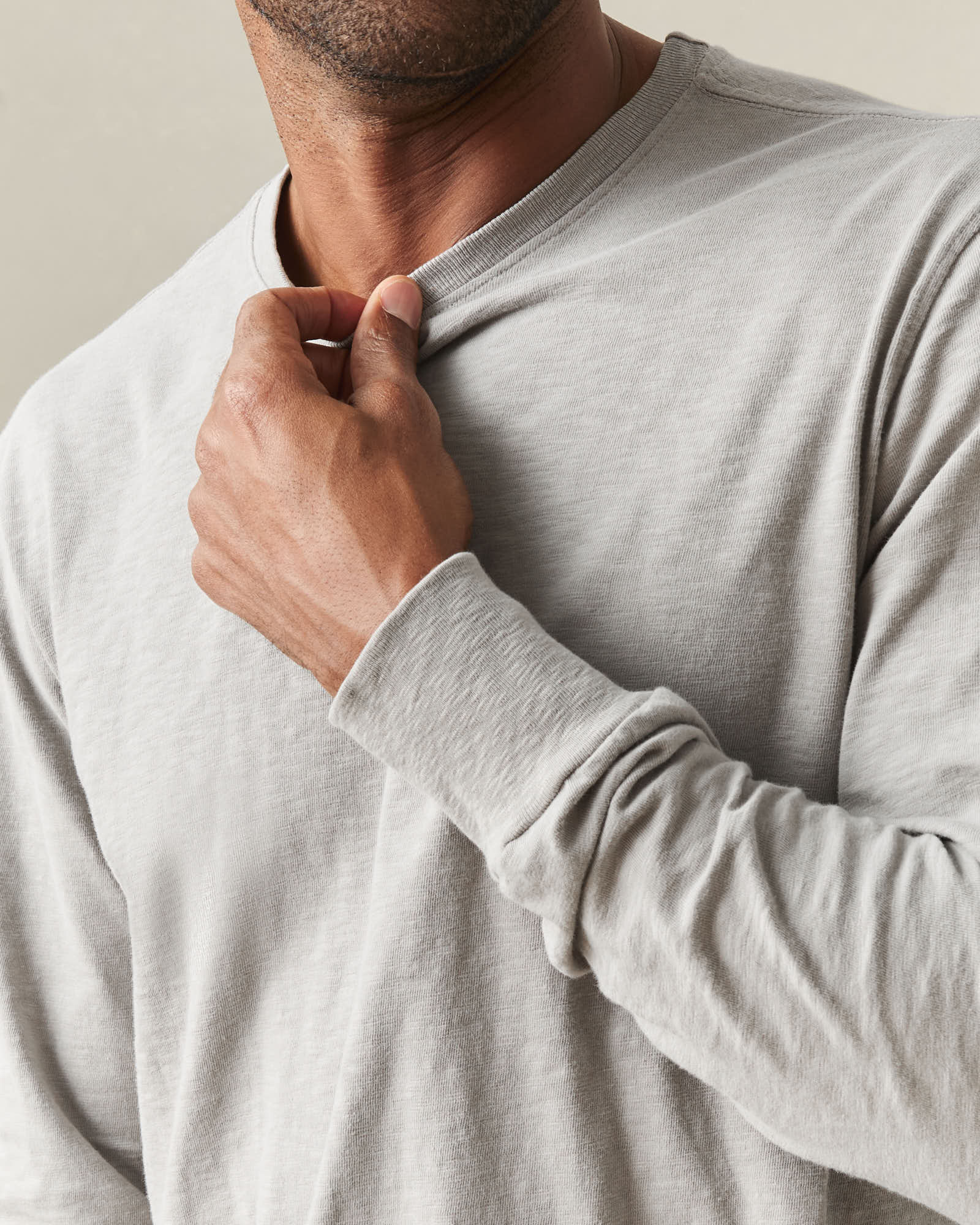 Men's Premium Slub Crew Tee Long Sleeve - Morning Dove - Image 4