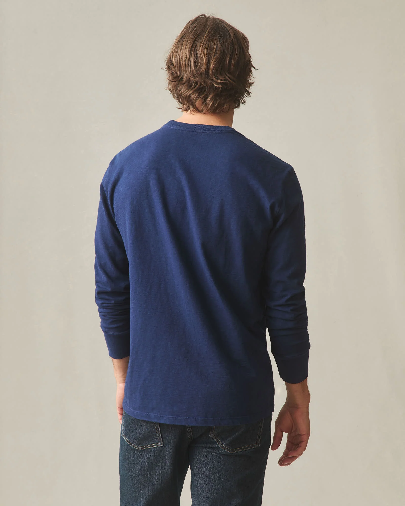 Men's Premium Slub Crew Tee Long Sleeve - Pageant Blue - Image 3