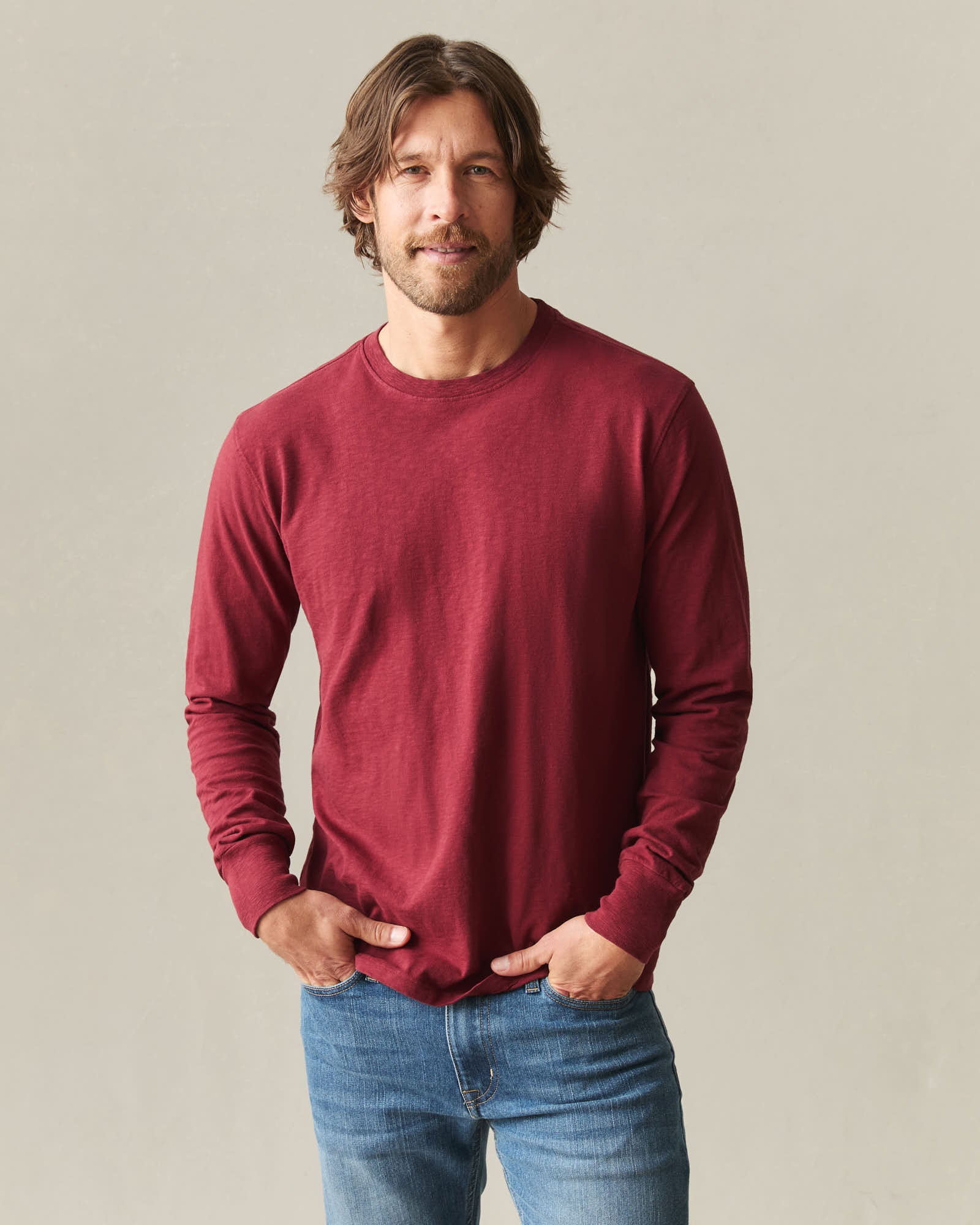 Men's Premium Slub Crew Tee Long Sleeve - Syrah - Image 2