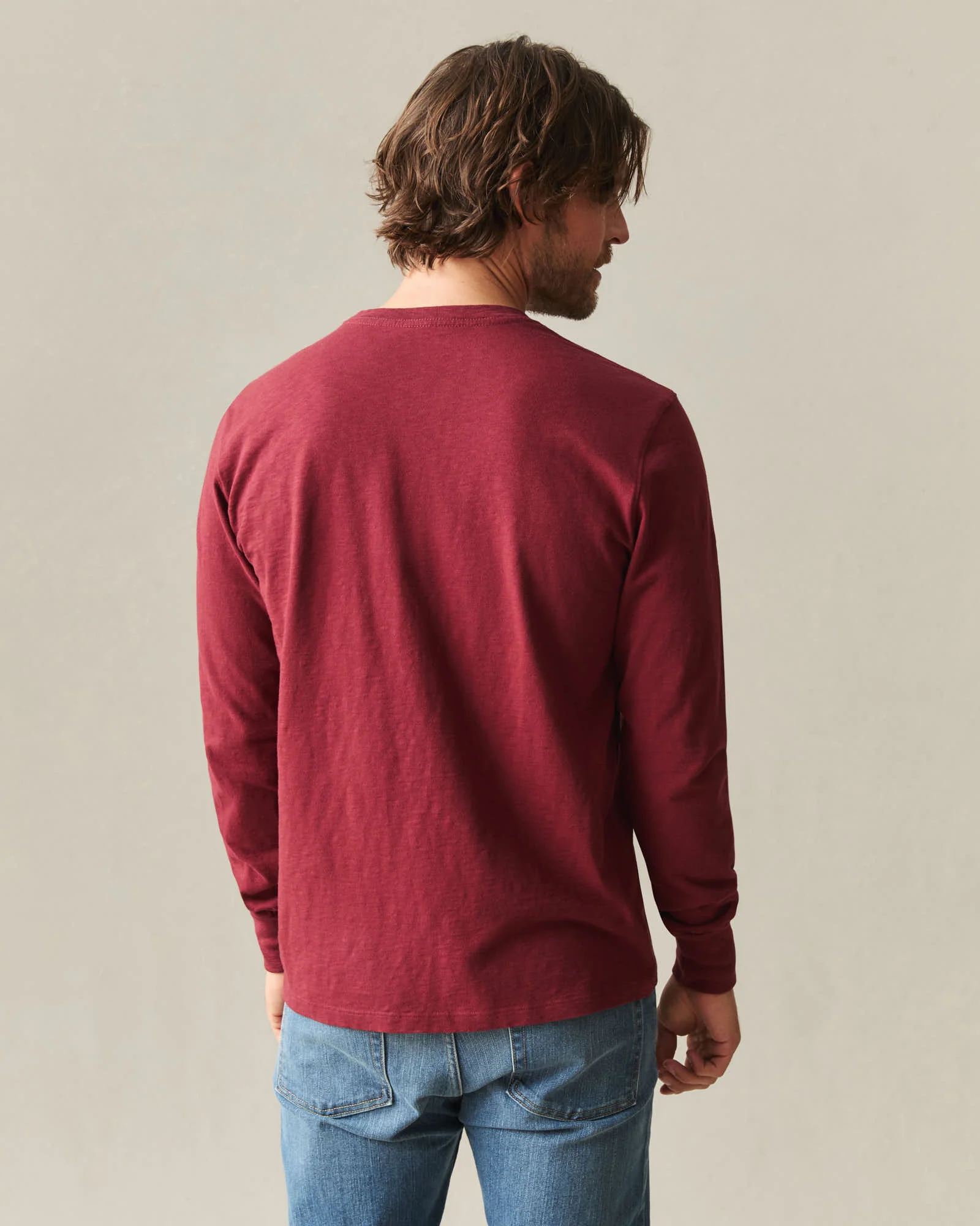 Men's Premium Slub Crew Tee Long Sleeve - Syrah - Image 3