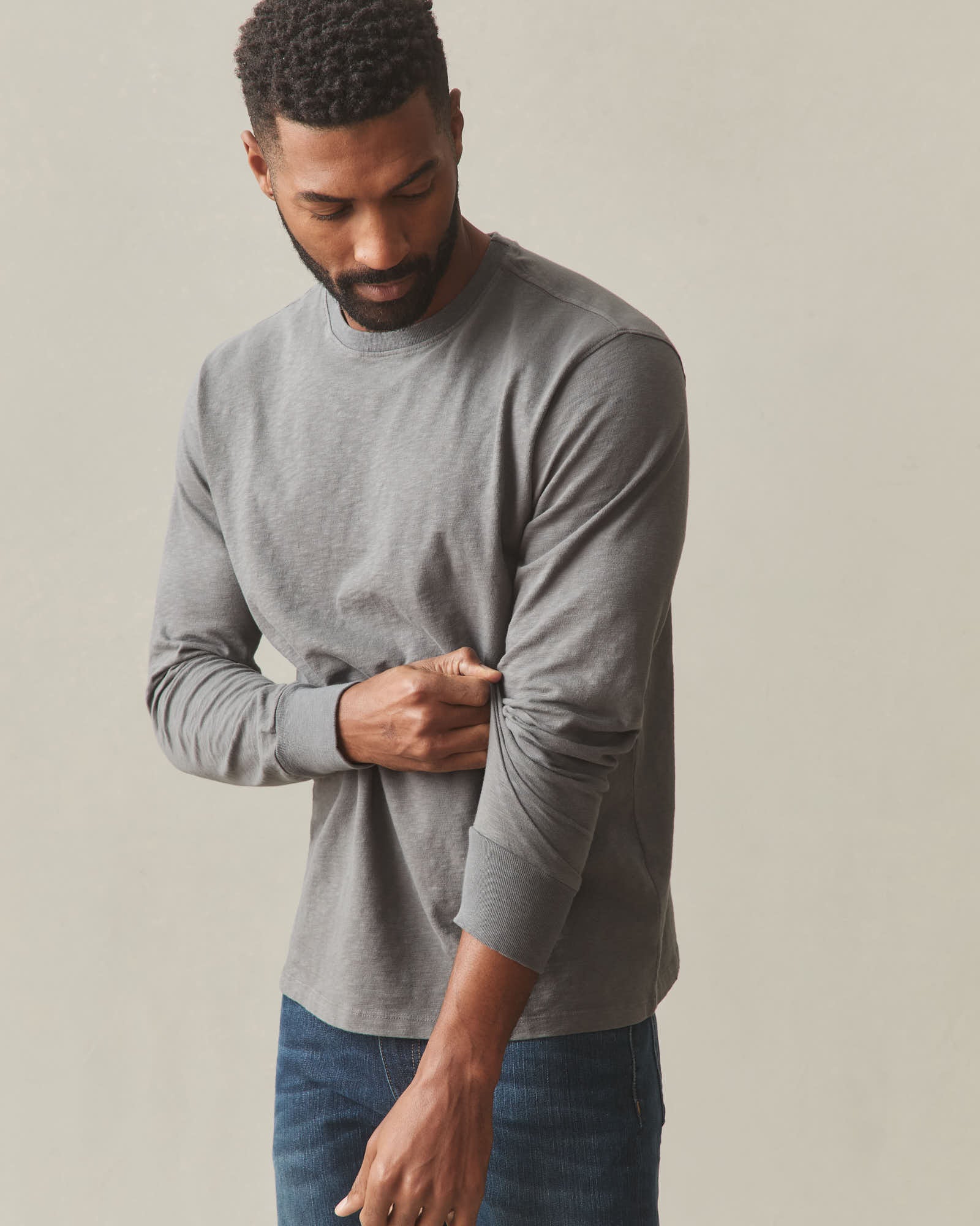 Men's Premium Slub Crew Tee Long Sleeve - Thunderstorm - Image 3