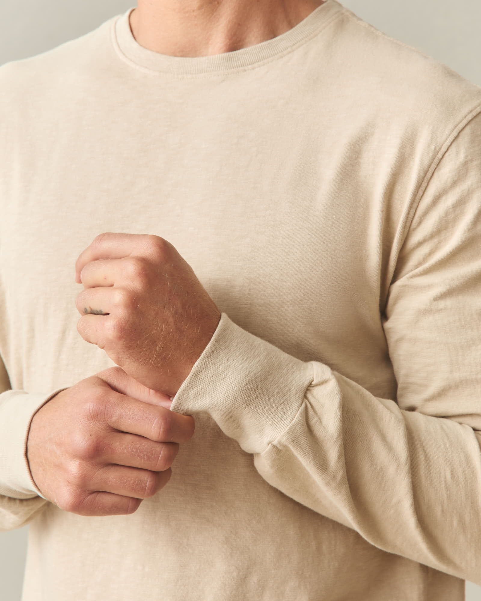 Men's Premium Slub Crew Tee Long Sleeve - White Pepper - Image 4
