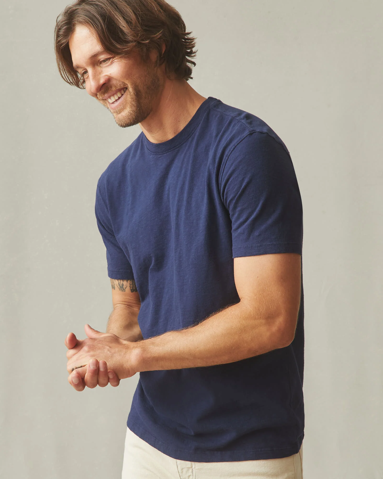Men's Premium Slub Crew Tee - Navy - Image 3