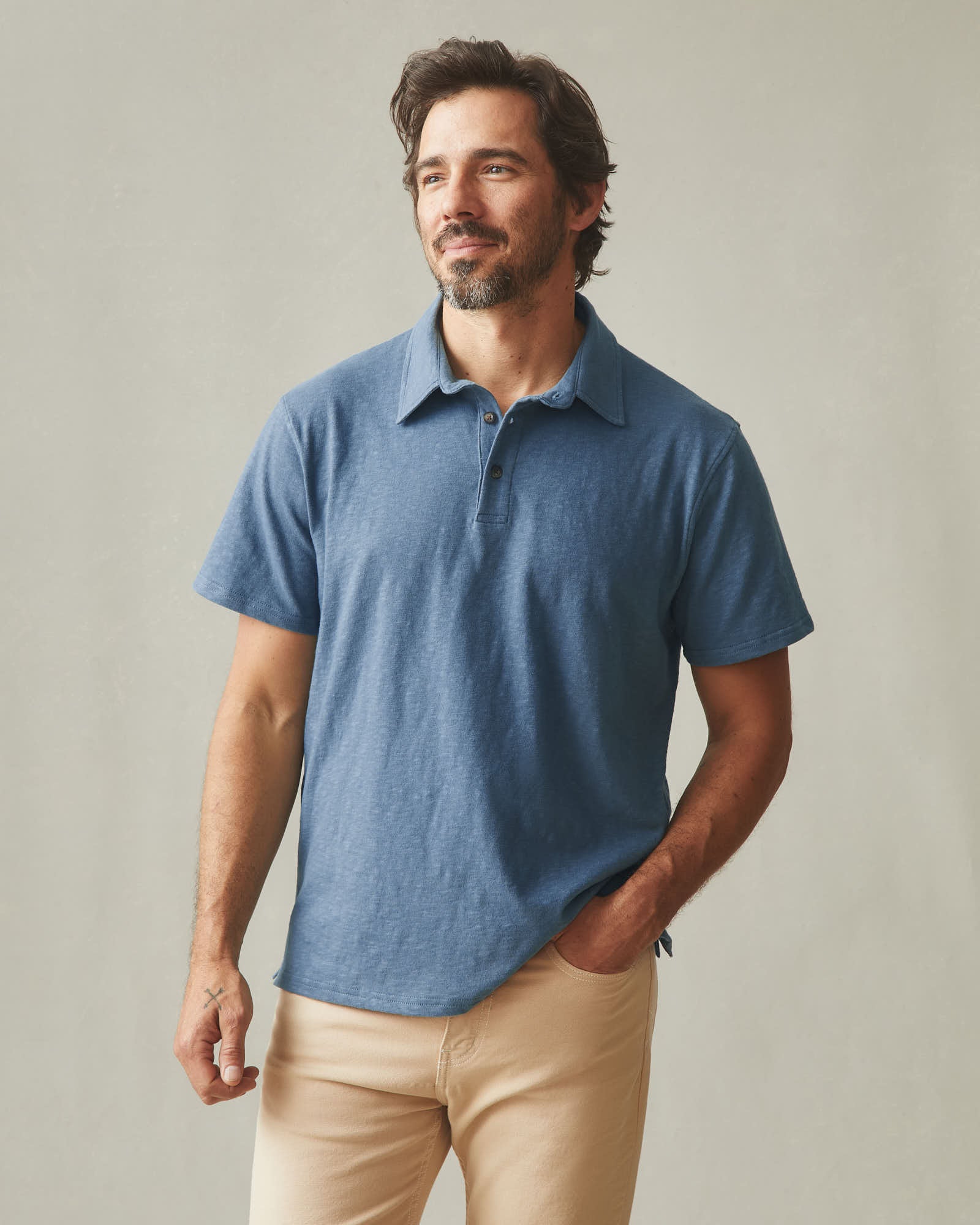 Men's Premium Slub Polo - Dark Denim - Image 2
