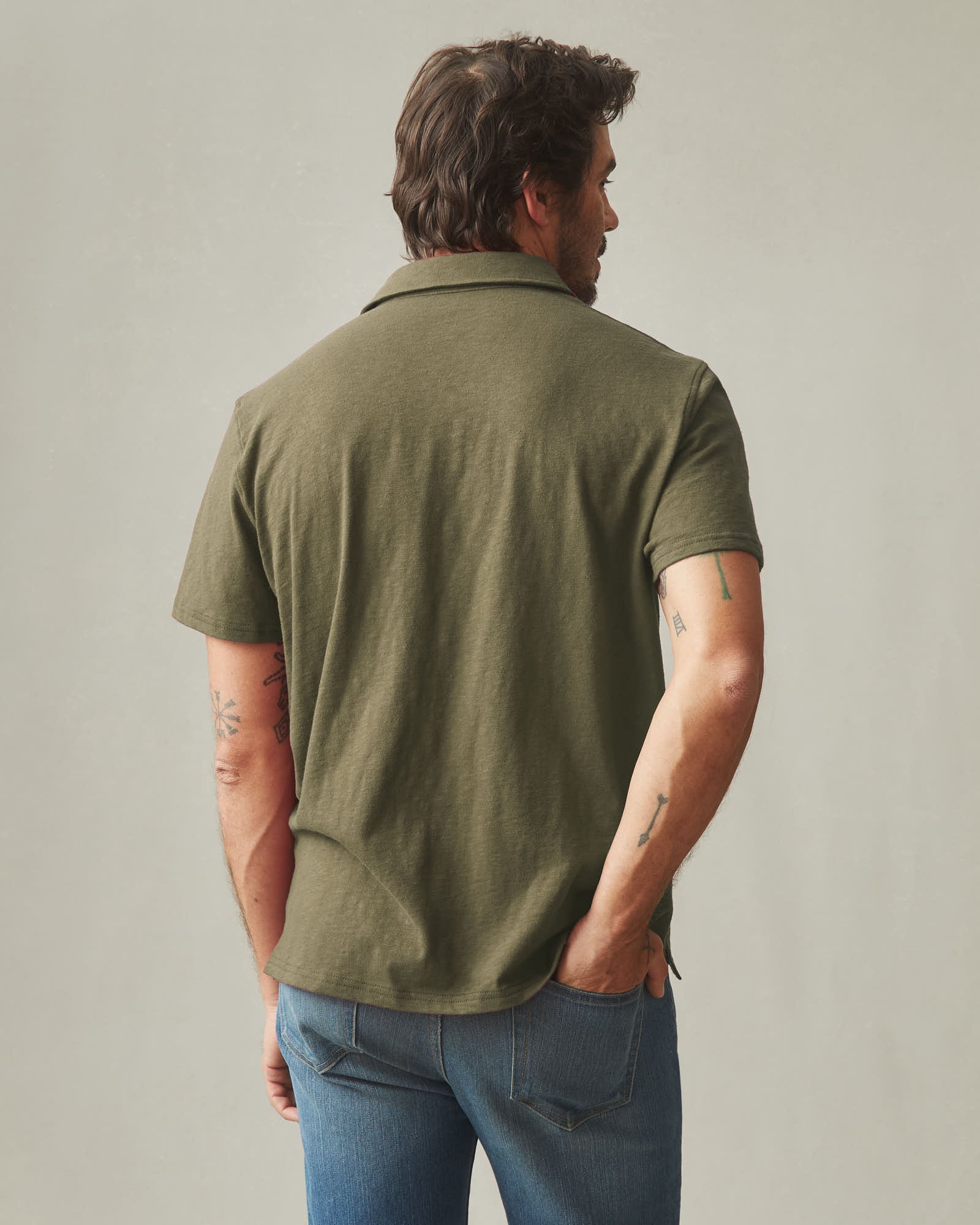 Men's Premium Slub Polo - Deep Olive - Image 3
