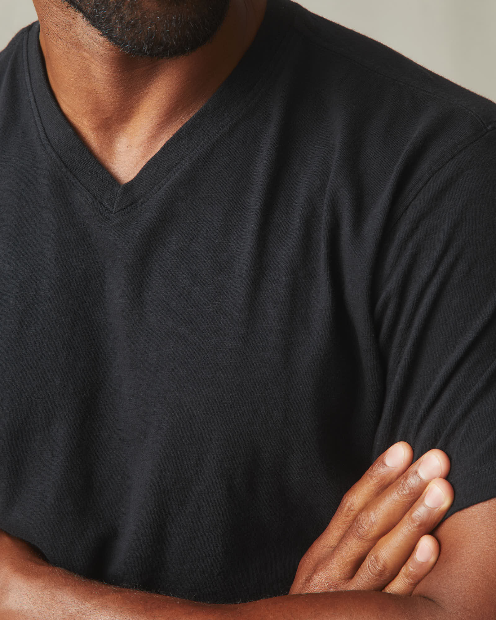 Men's Premium Slub V-Neck Tee - Black - Image 5