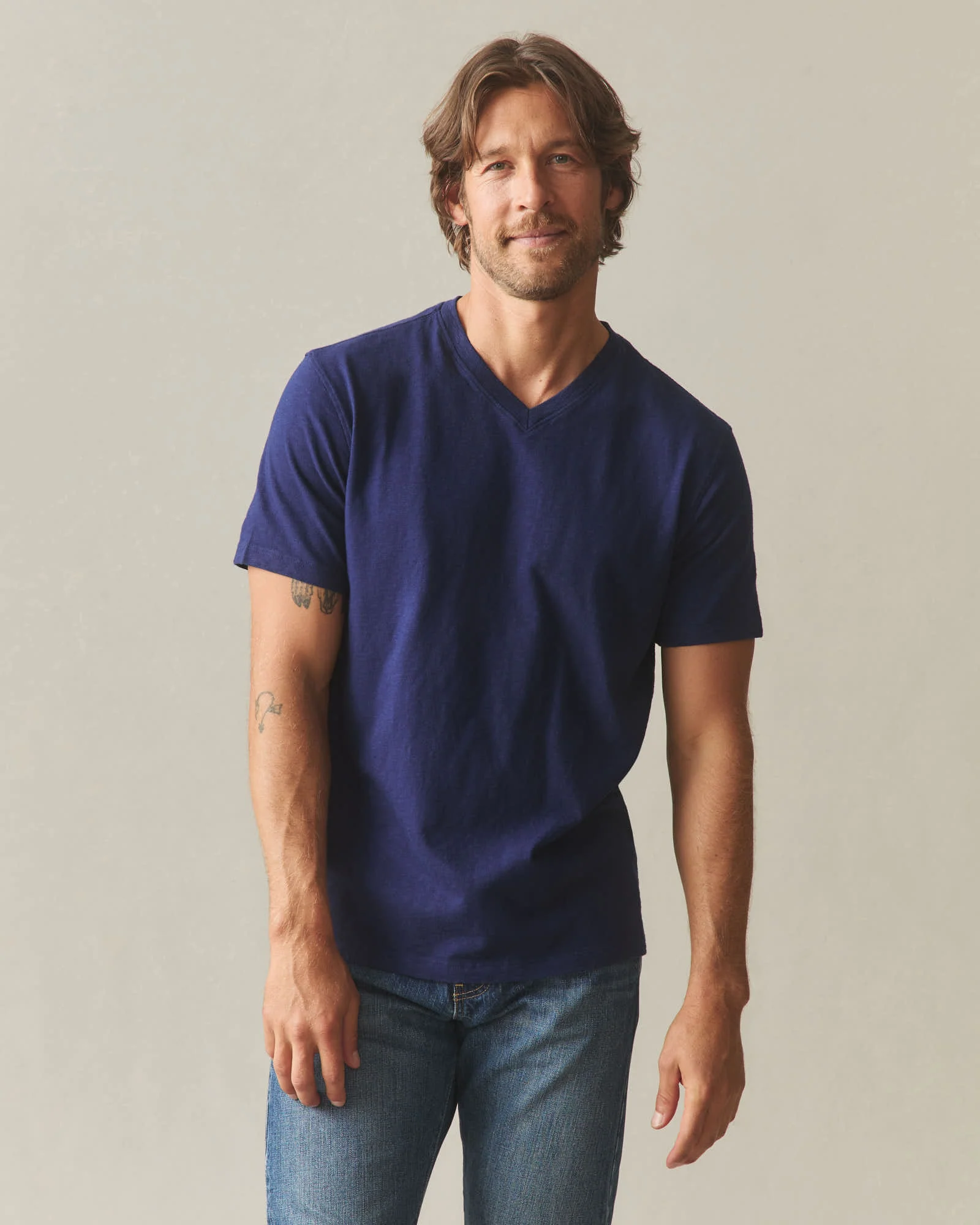 Men's Premium Slub V-Neck Tee - Blueprint - Image 2