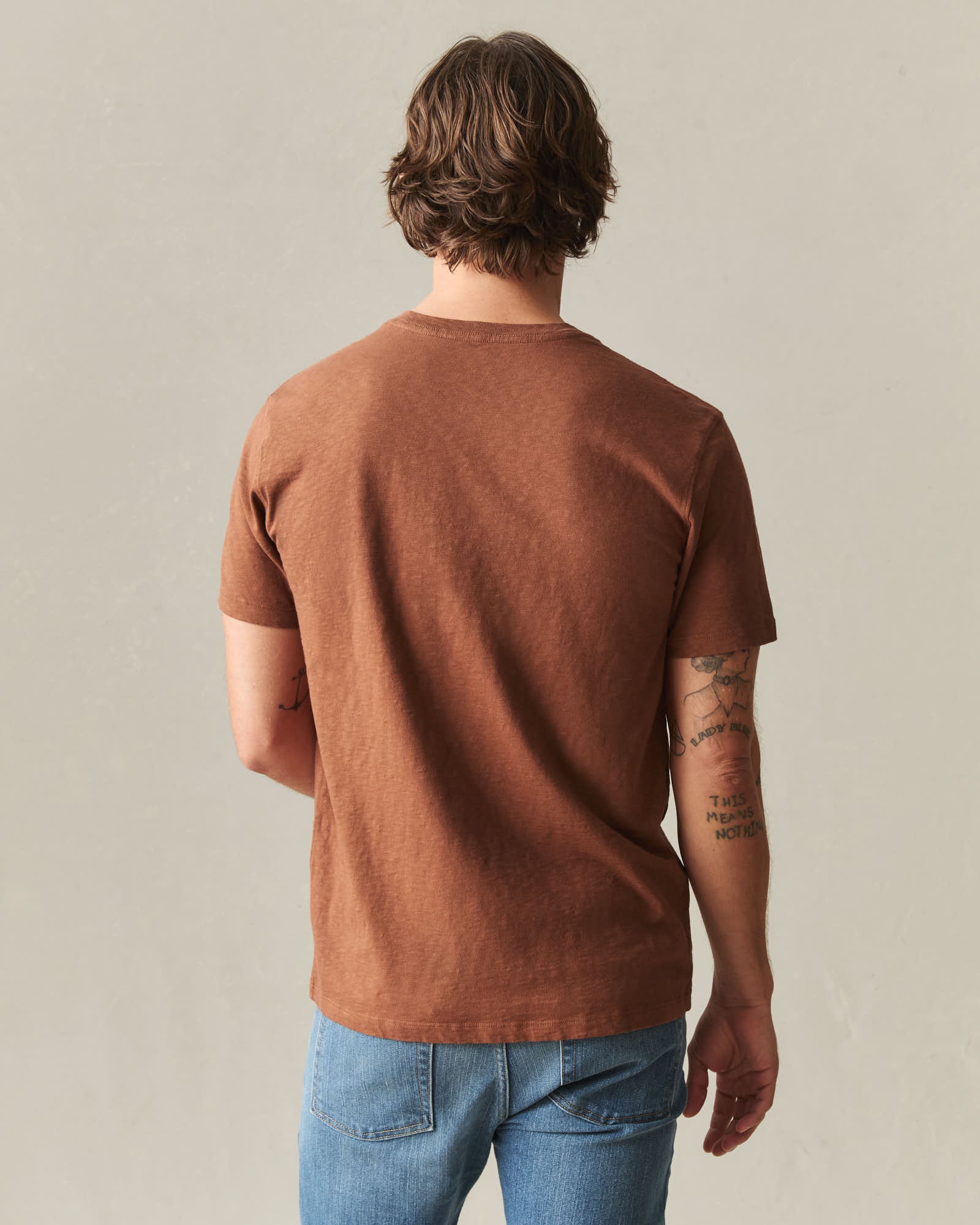 Men's Premium Slub V-Neck Tee - Cambridge Brown - Image 3