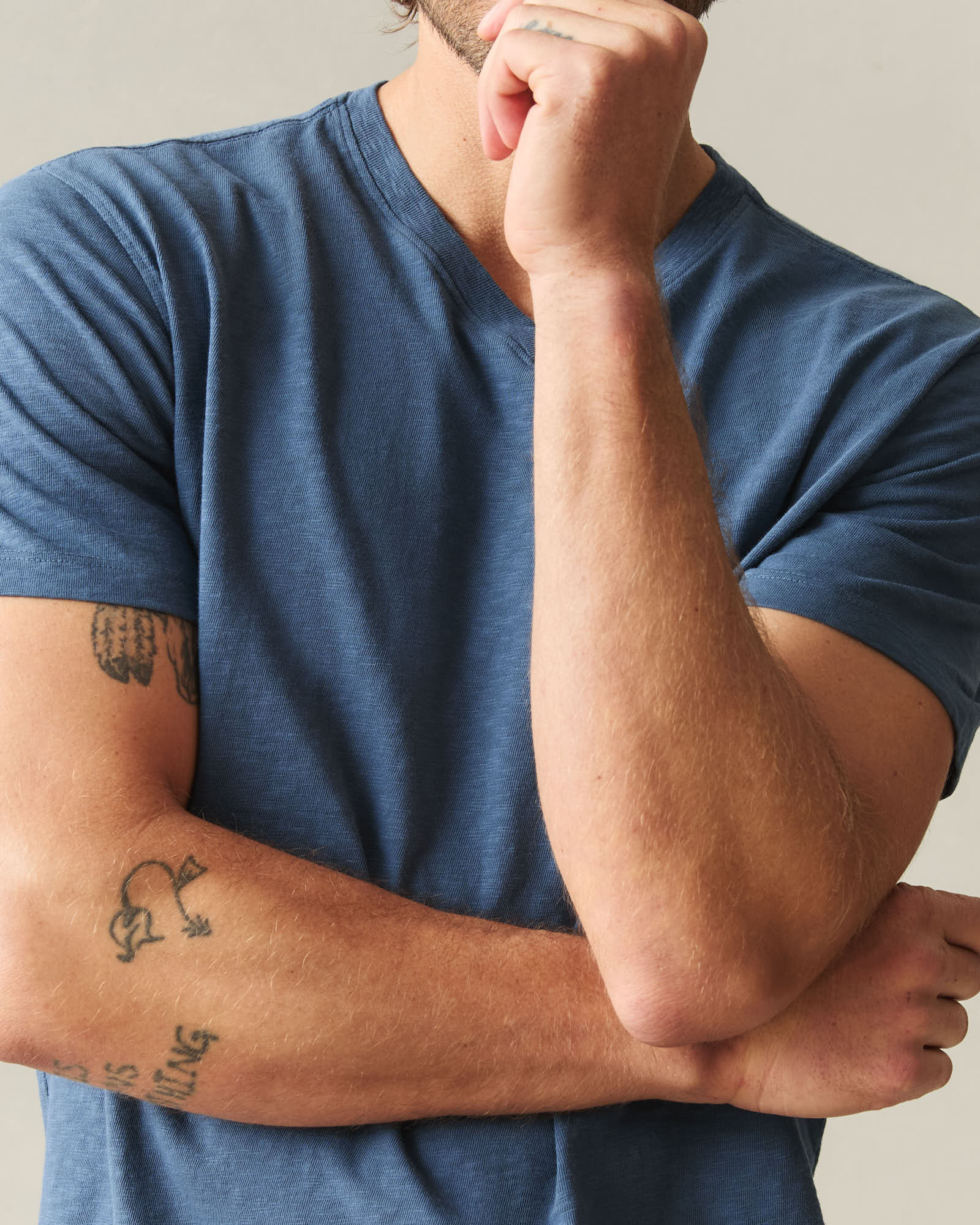 Men's Premium Slub V-Neck Tee - Dark Denim - Image 4