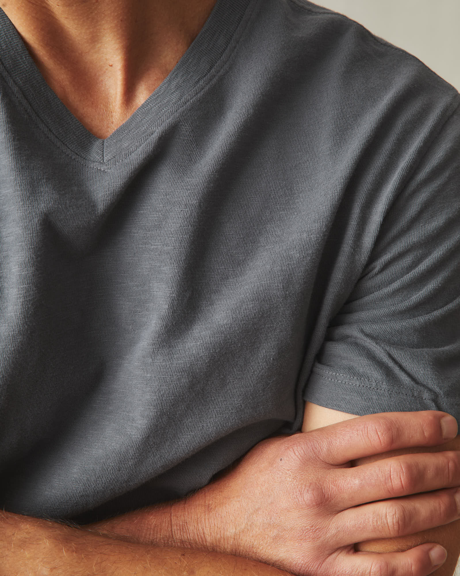 Men's Premium Slub V-Neck Tee - Iron - Image 5