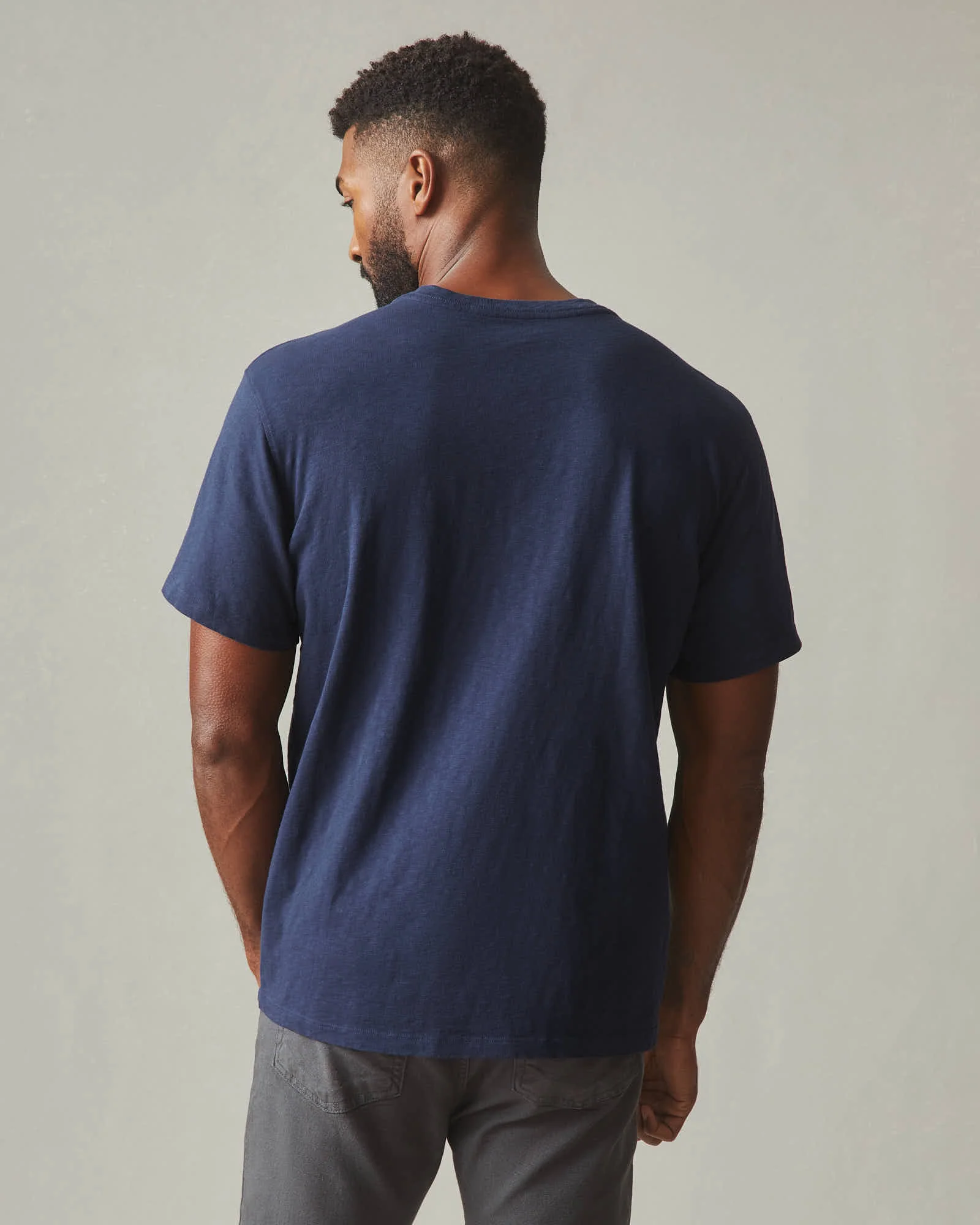 Men's Premium Slub V-Neck Tee - Navy - Image 4