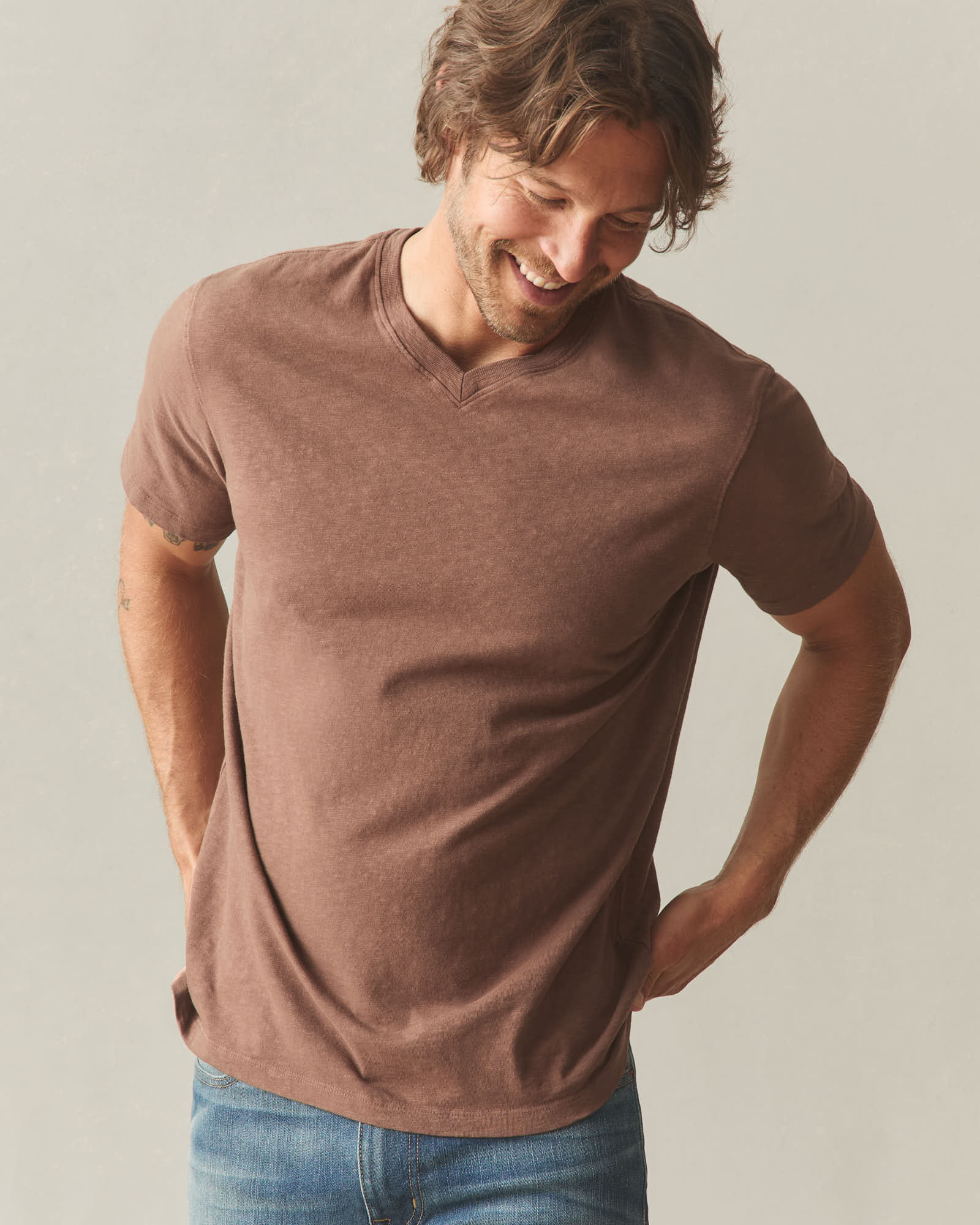 Men's Premium Slub V-Neck Tee - Soft Silt - Image 3