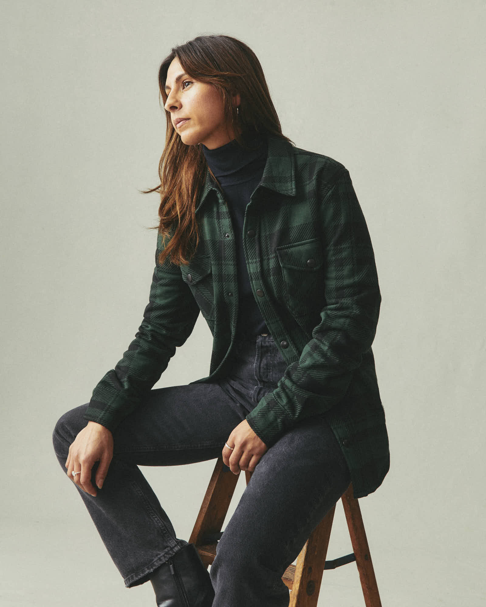 Unisex Redwood Fleece Overshirt - Green Moss Plaid - Image 7