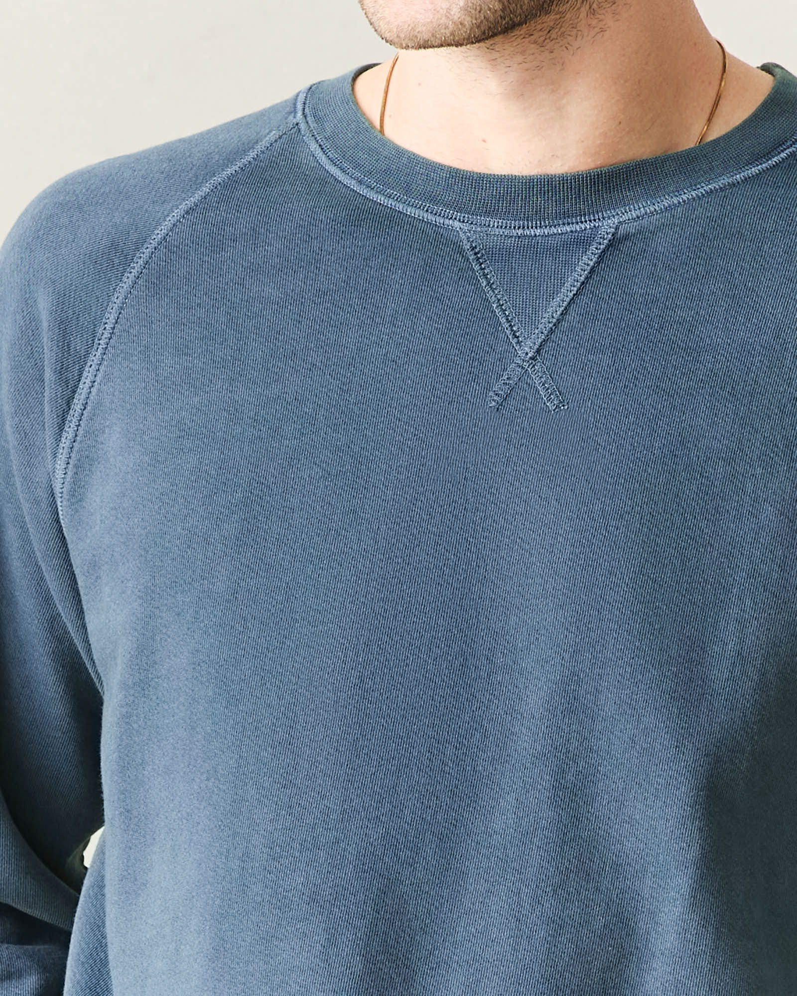 Men's Relaxed French Terry Crew - Blue Stream - Image 5