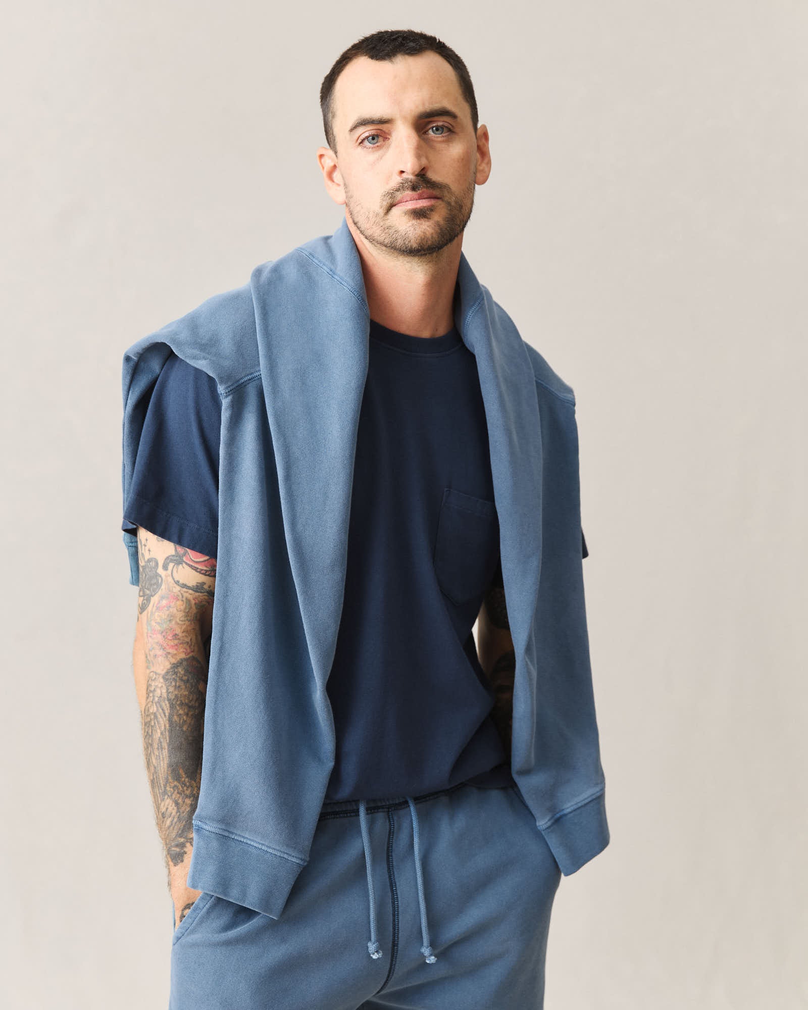 Men's Relaxed French Terry Crew - Ensign Blue - Image 6