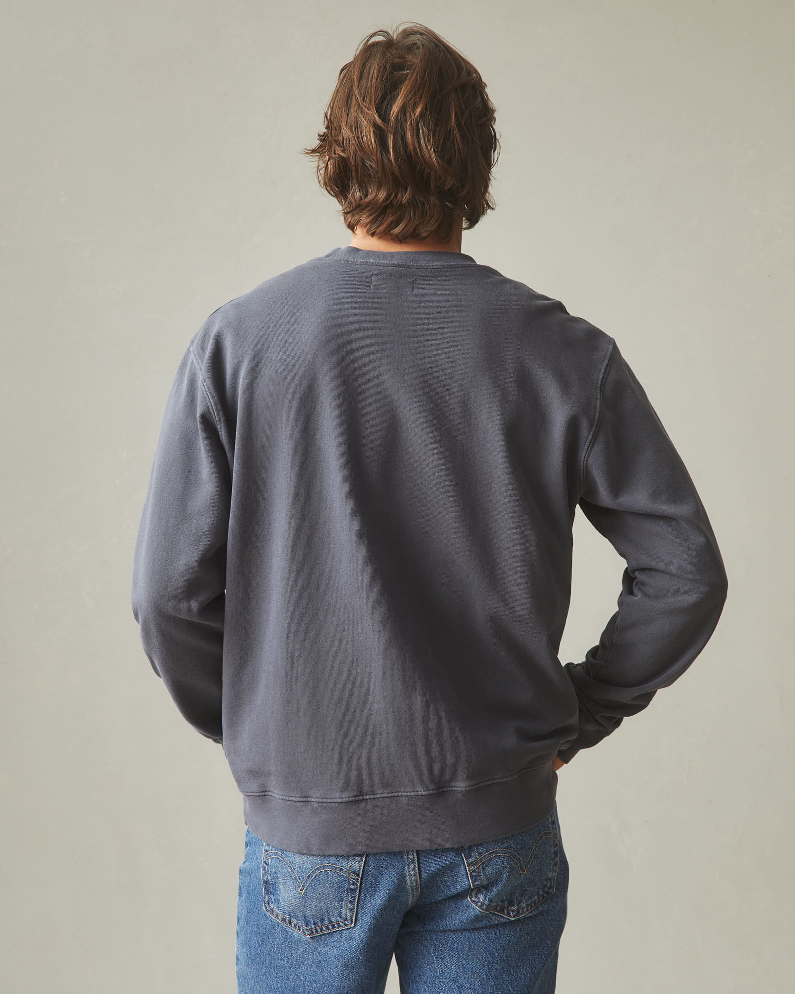 Men's Vintage Washed Relaxed French Terry Crew - Metropolitan Grey - Image 3