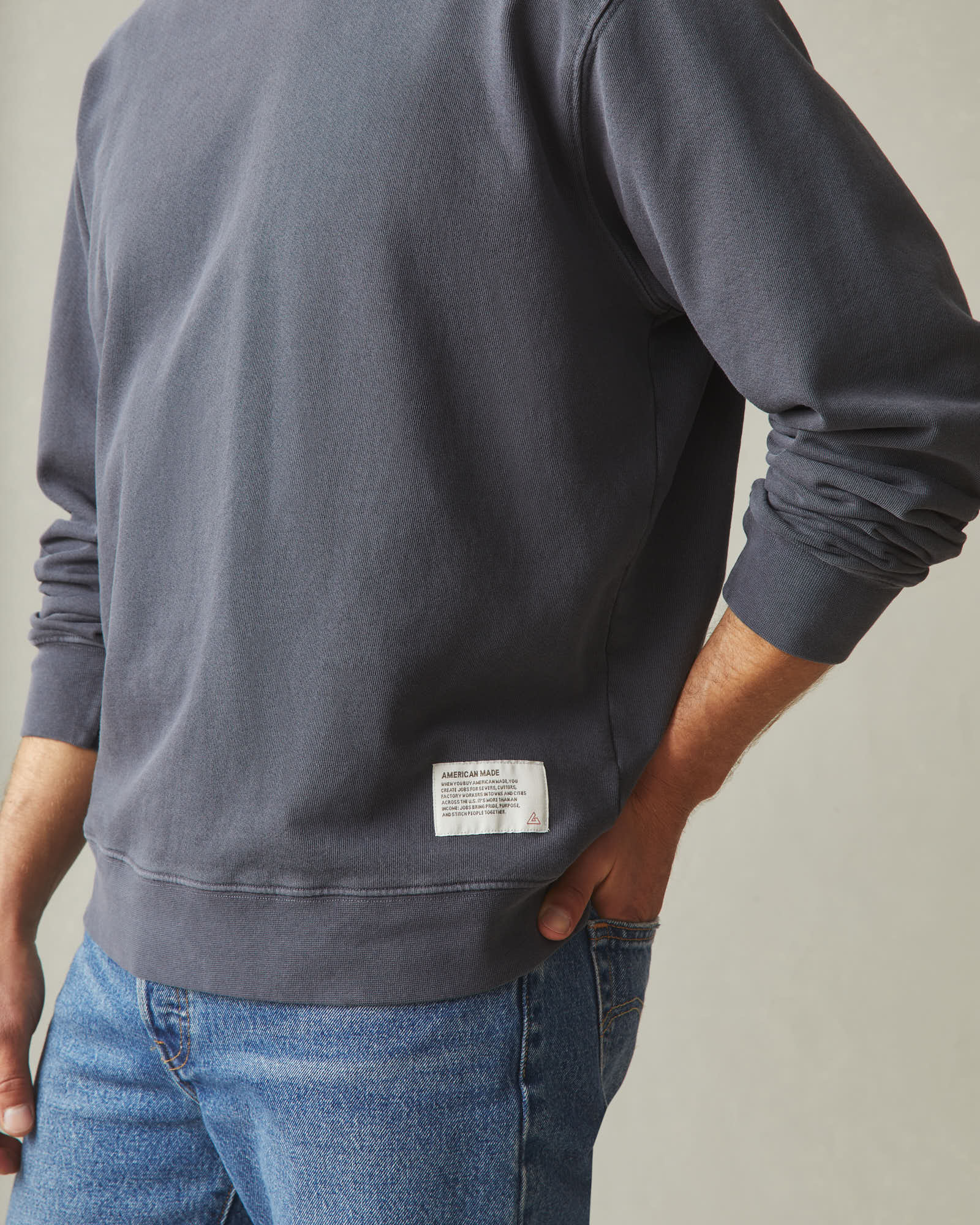 Men's Vintage Washed Relaxed French Terry Crew - Metropolitan Grey - Image 4