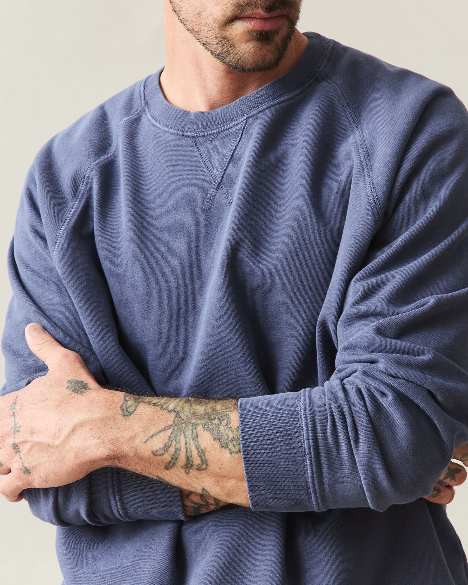 Men's Relaxed French Terry Crew - Patriot Blue - Image 4