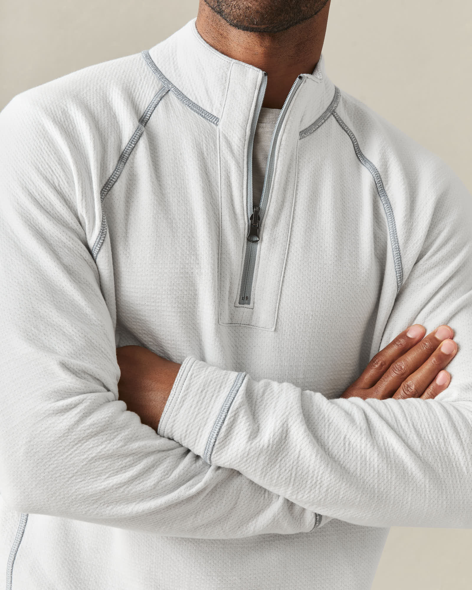 Men's Reversible Half Zip - Natural Grey - Image 10