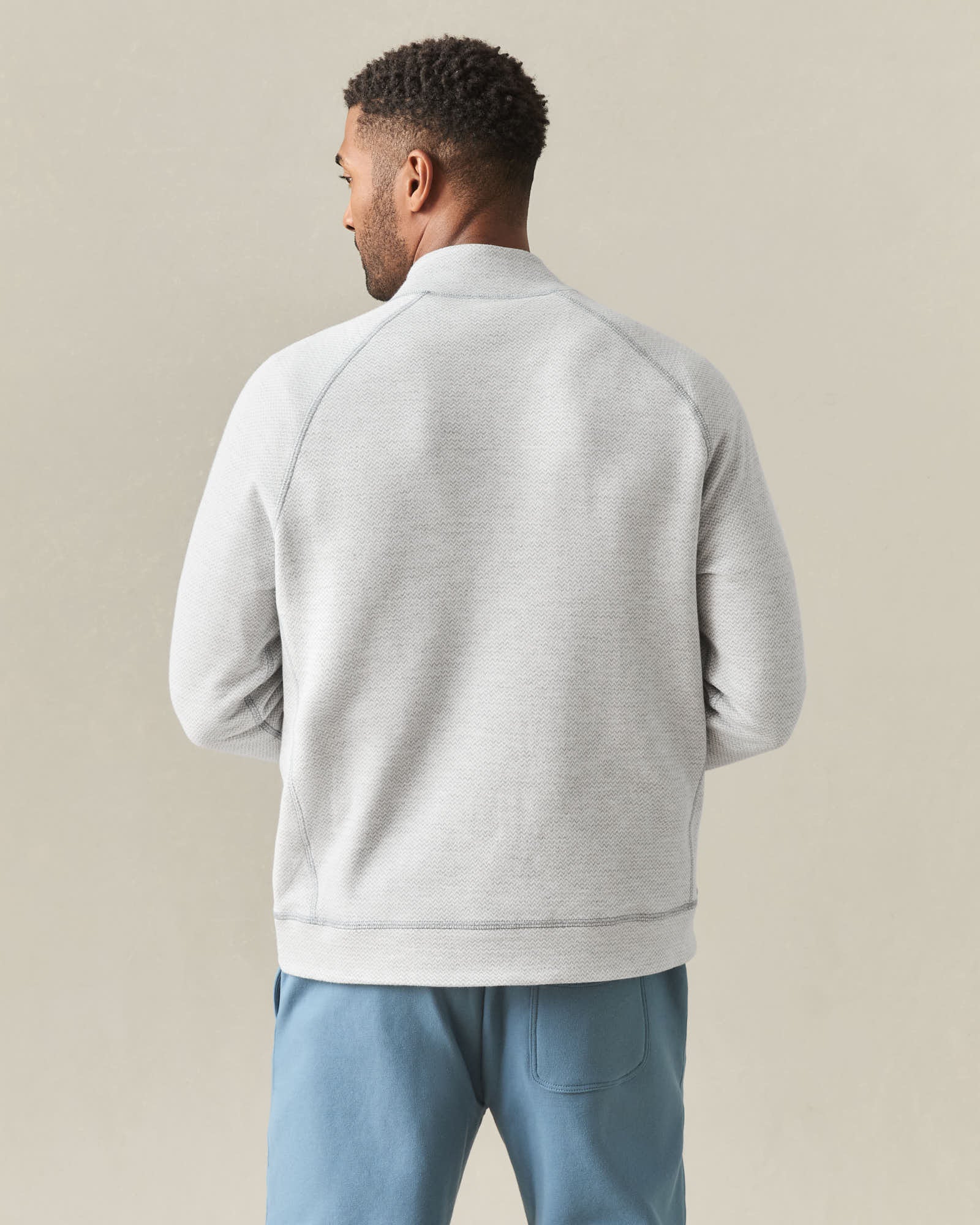 Men's Reversible Half Zip - Natural Grey - Image 3