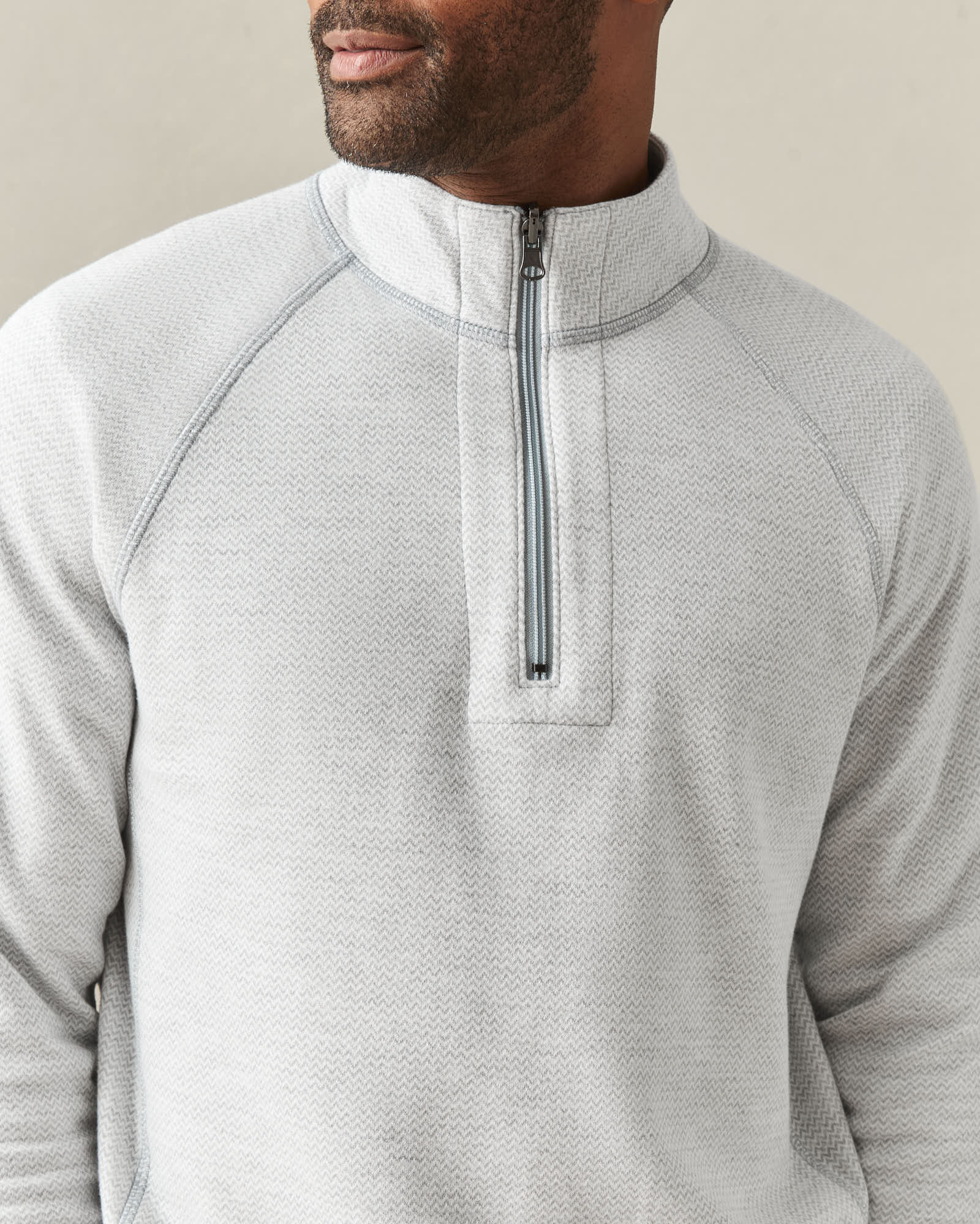 Men's Reversible Half Zip - Natural Grey - Image 4