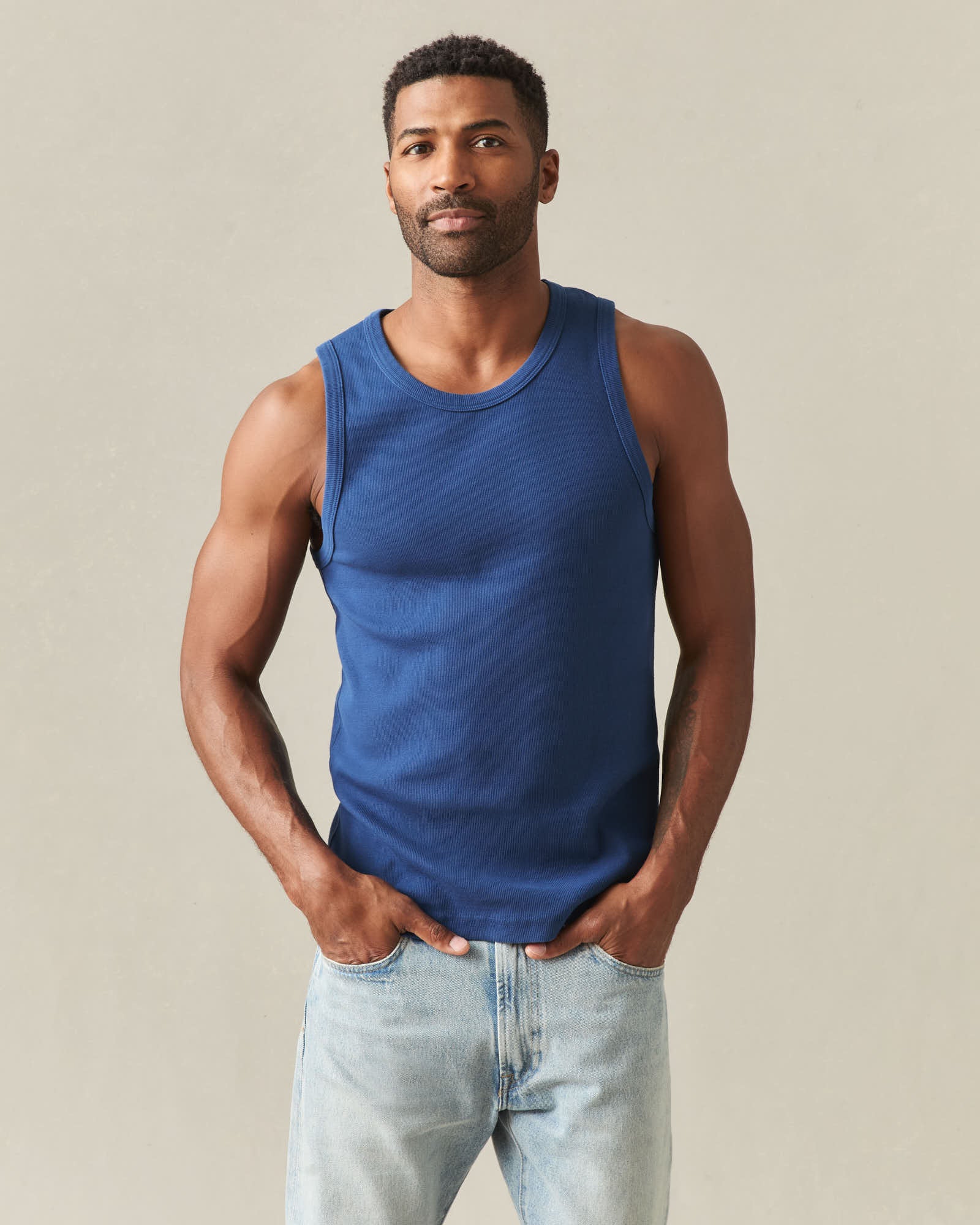 Men's Rib Tank - Estate Blue - Image 2