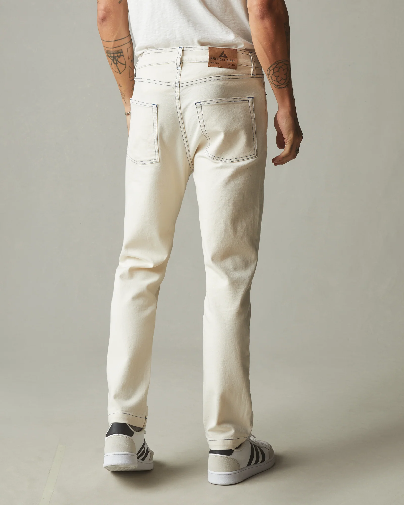 Men's Roughneck Pant Straight Contrast Stitch - PFD Natural - Image 3
