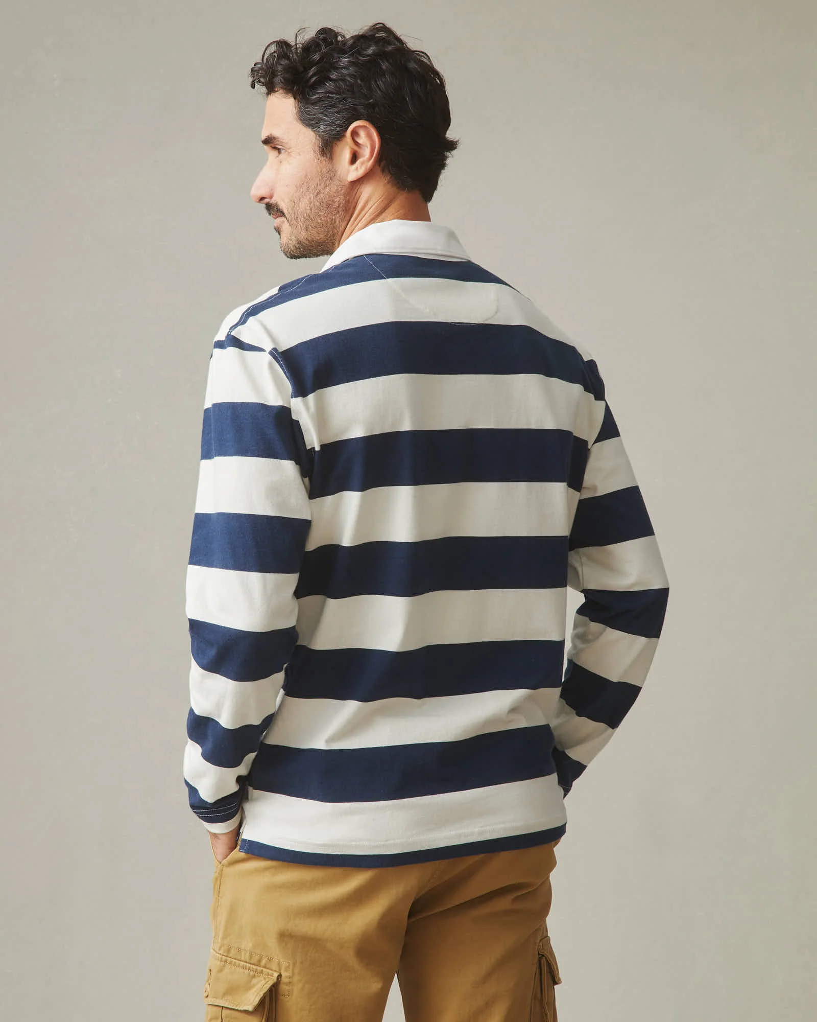 Men's Rugby Shirt - Blue Stripe - Image 3