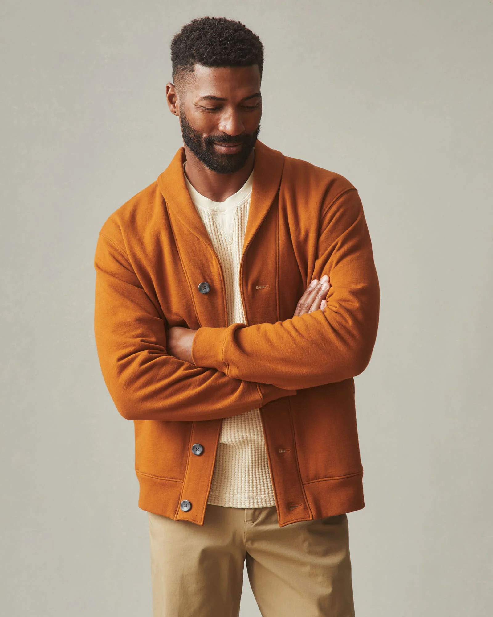 Men's Shawl Cardigan - Caramel Cafe - Image 2