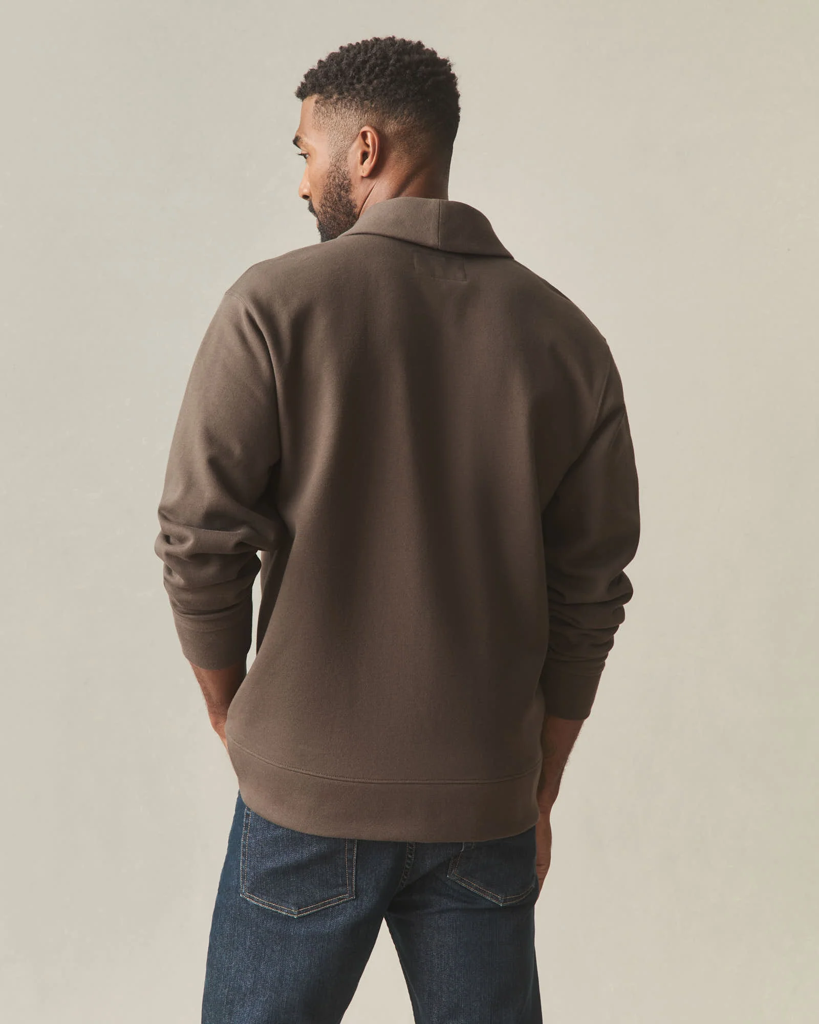 Men's Shawl Collar Cardigan - Turkish Coffee - Image 3