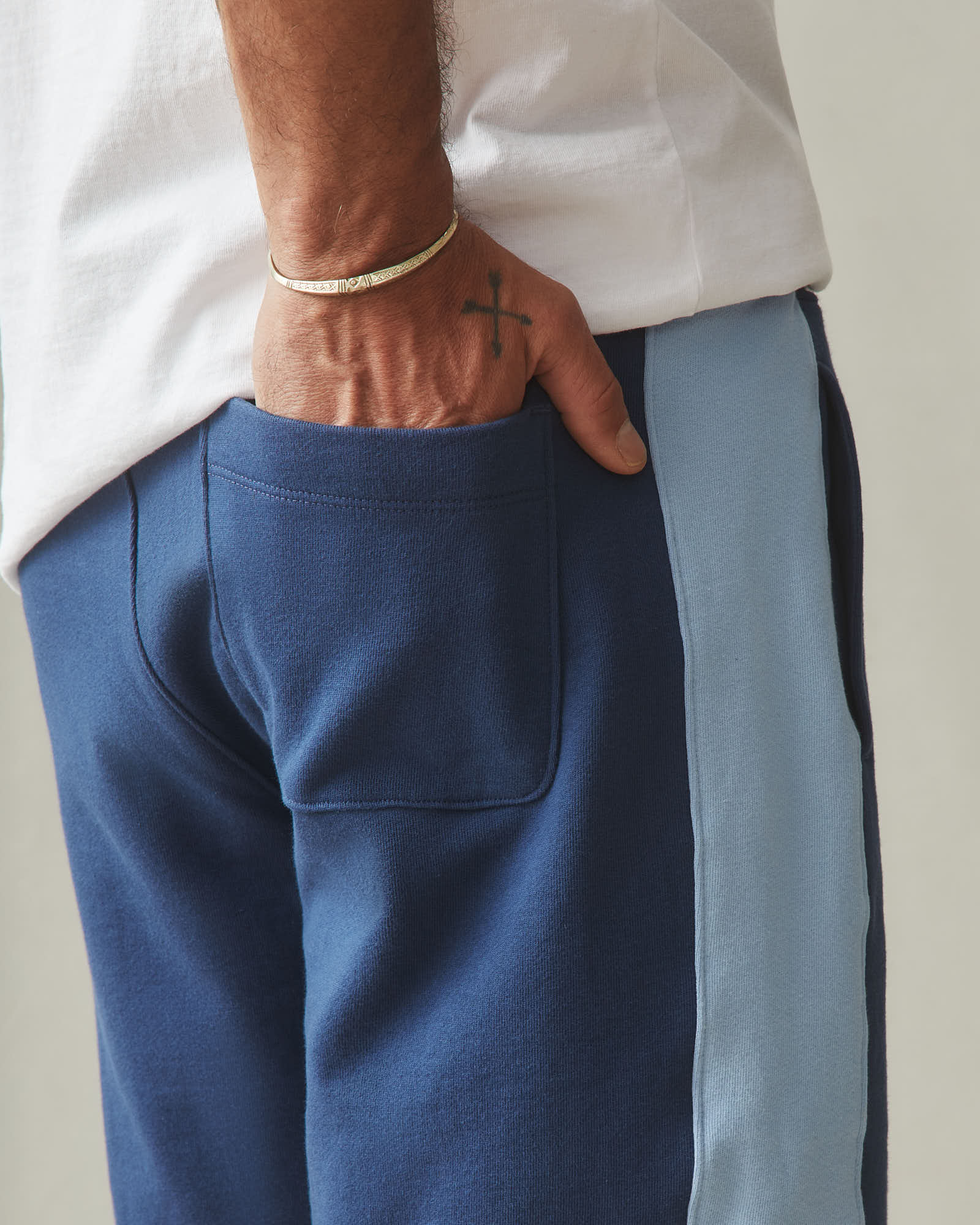 Men's Colorblock Sweatshort - Marine Navy Powder Blue - Image 4