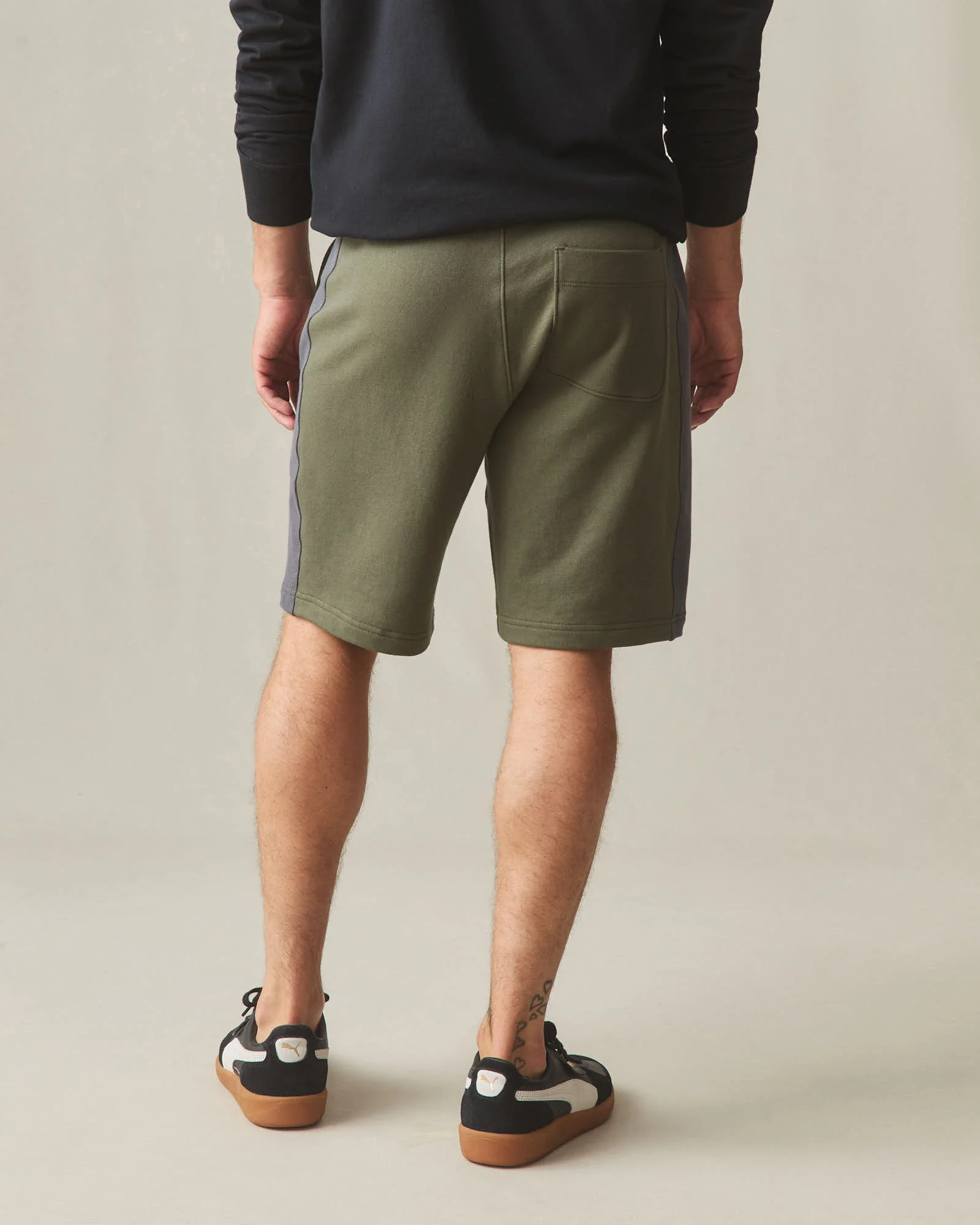 Men's Colorblock Sweatshort - Olive Dark Charcoal - Image 4